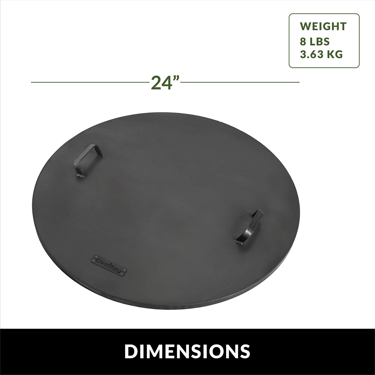 Fire Pit Round Cover Lid, 2mm Thickness, Fire Snuffer in Powder Coated Finish Rust Resistant, Drop-in Burner Fire Pit Pan Lid, Grill Fire Ring Lid with Handle, 24“� inch Diameter - Evira
