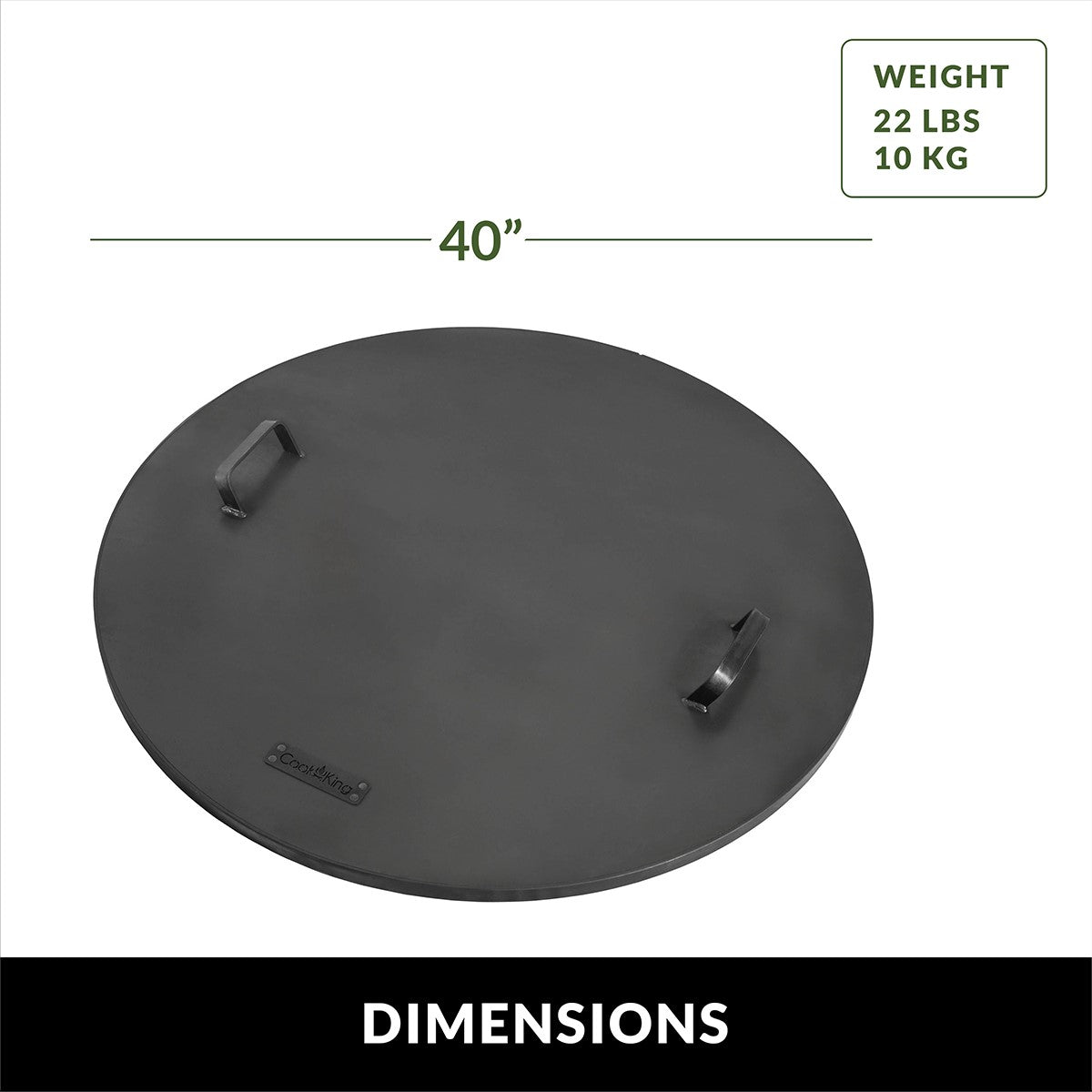 Fire Pit Round Cover Lid, 2mm Thickness, Fire Snuffer in Powder Coated Finish Rust Resistant, Drop-in Burner Fire Pit Pan Lid, Grill Fire Ring Lid with Handle, 40“� inch Diameter - Evira
