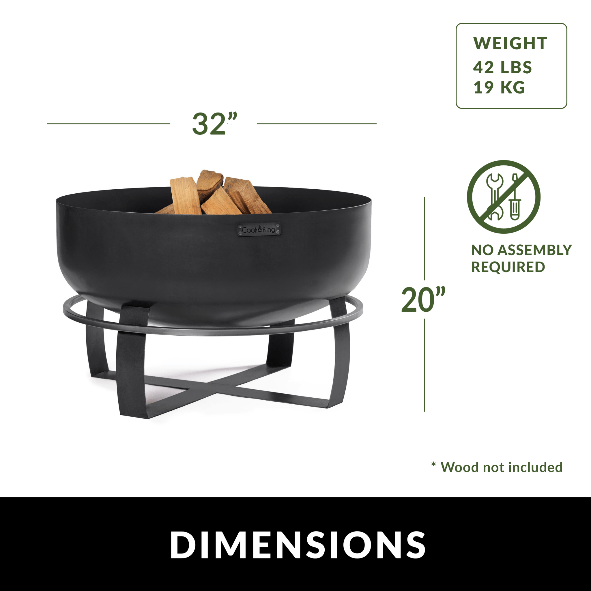 Viking 32" XXL Fire Pit with Grill Plate - Evira