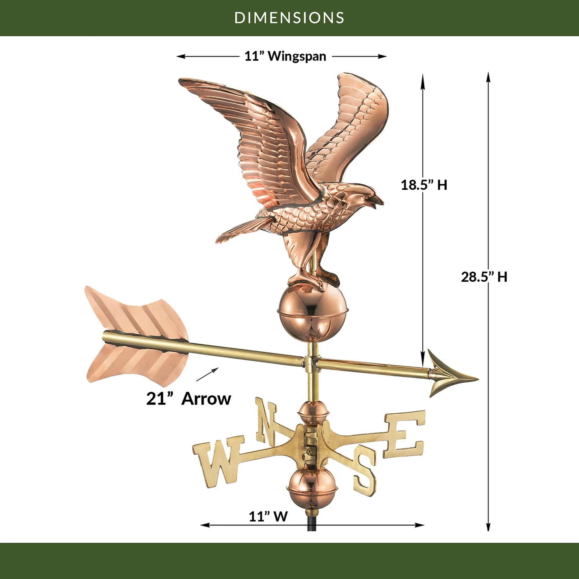 11" Wingspan Eagle Cottage Weathervane - Evira