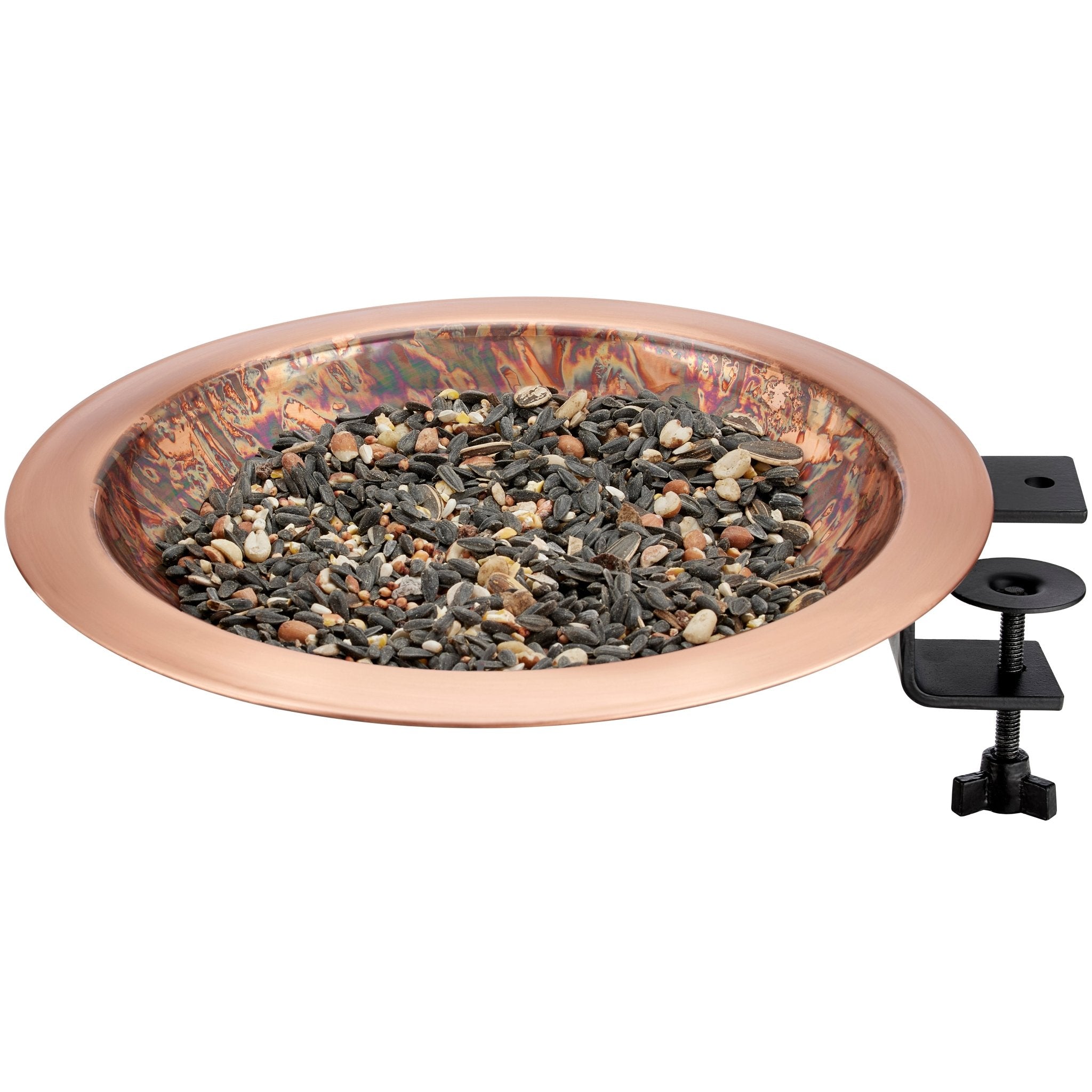 13.5" Fired Copper Bird Bath with Deck Bracket - Evira