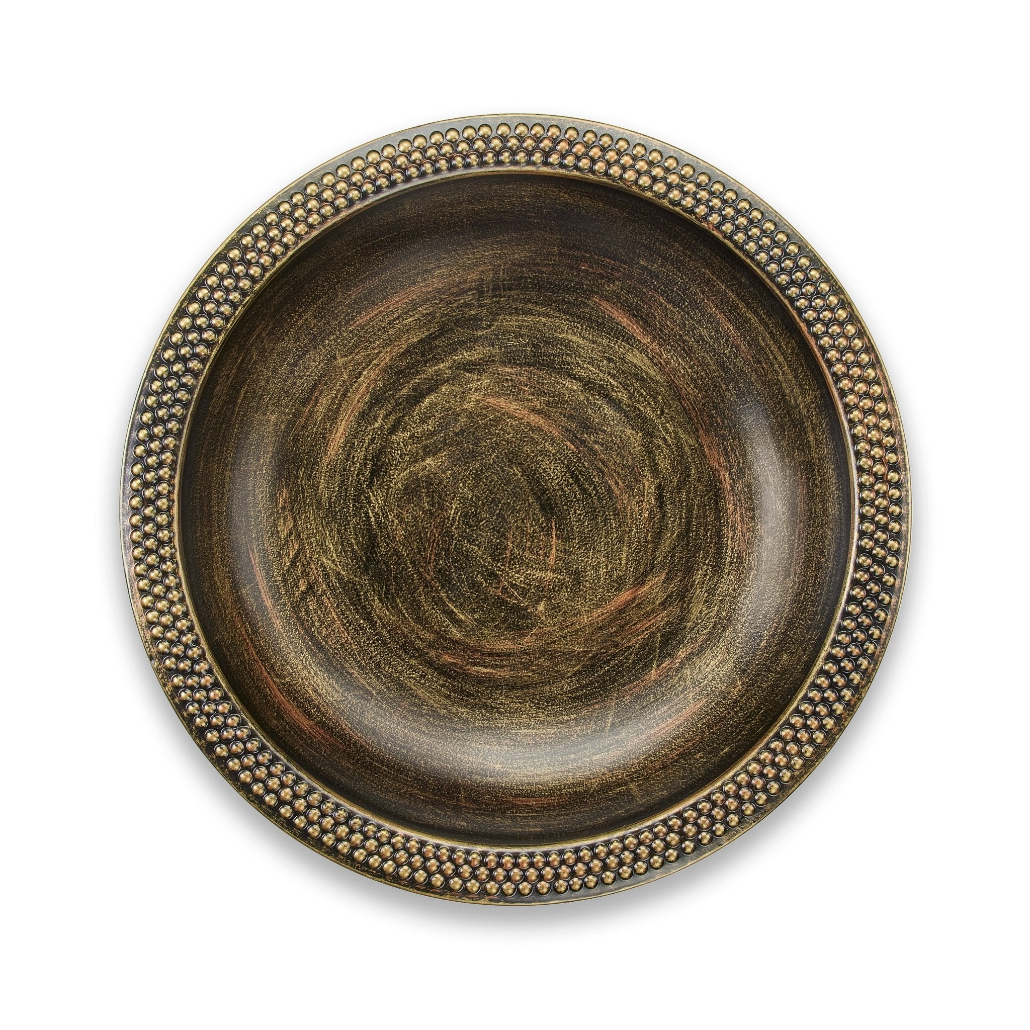 18" Beaded Copper Bird Bath Basin in Aged Brass Finish - Evira