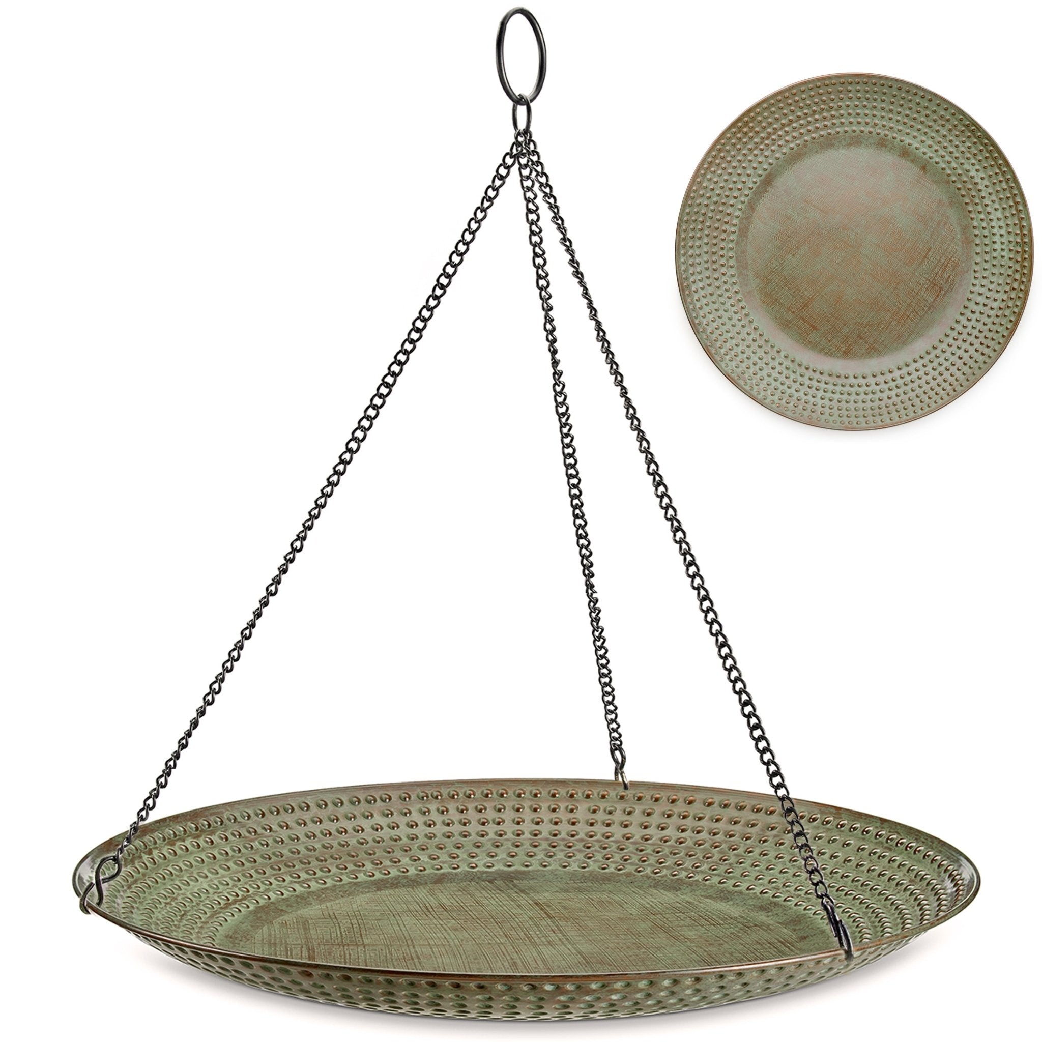 18" Hanging Blue Verde Copper Bird Bath - Evira