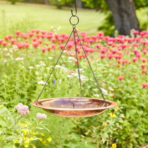 18" Hanging Fired Copper Bird Bath - Evira