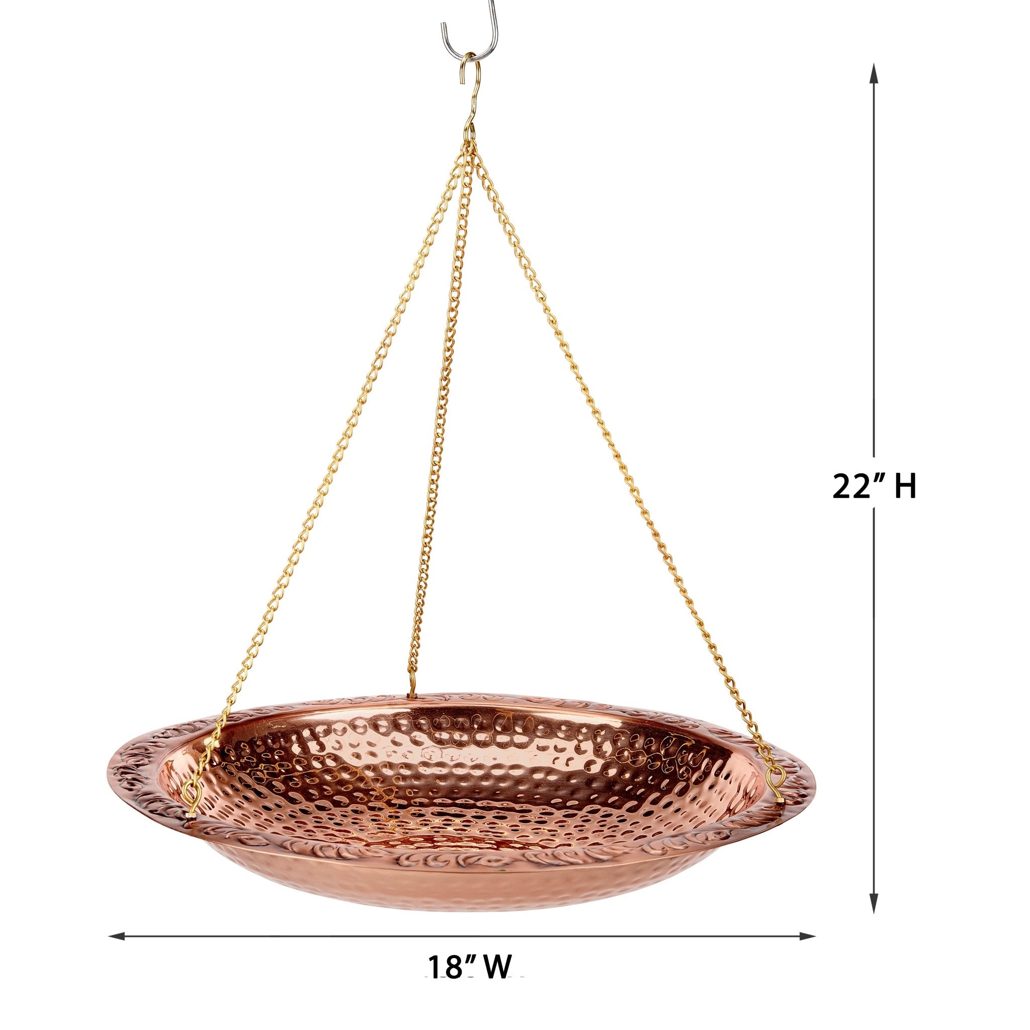 18" Hanging Pure Copper Bird Bath - Evira