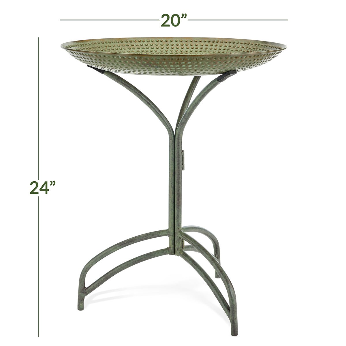 20" Blue Verde Copper Bird Bath with Stand - Evira