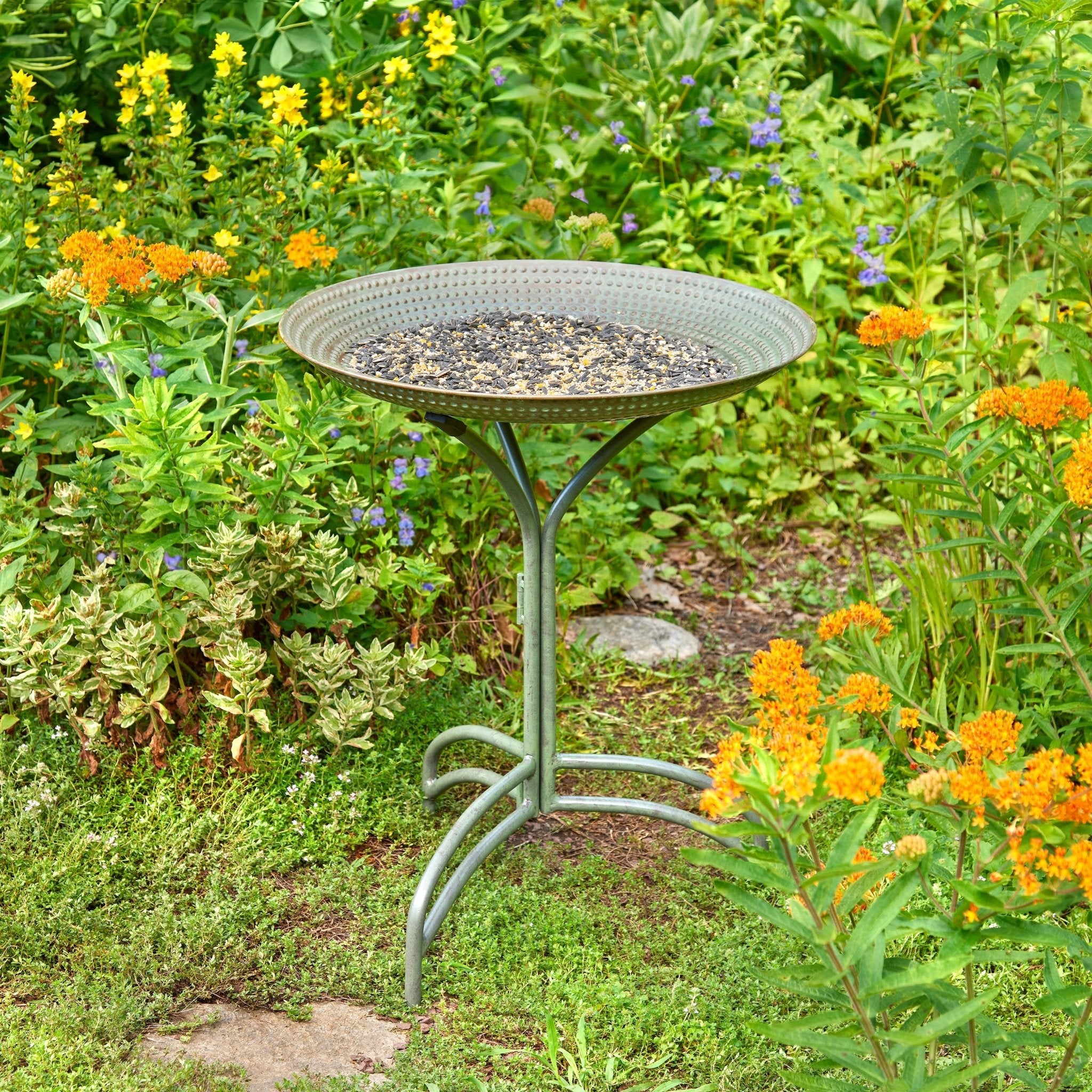 20" Blue Verde Copper Bird Bath with Stand - Evira