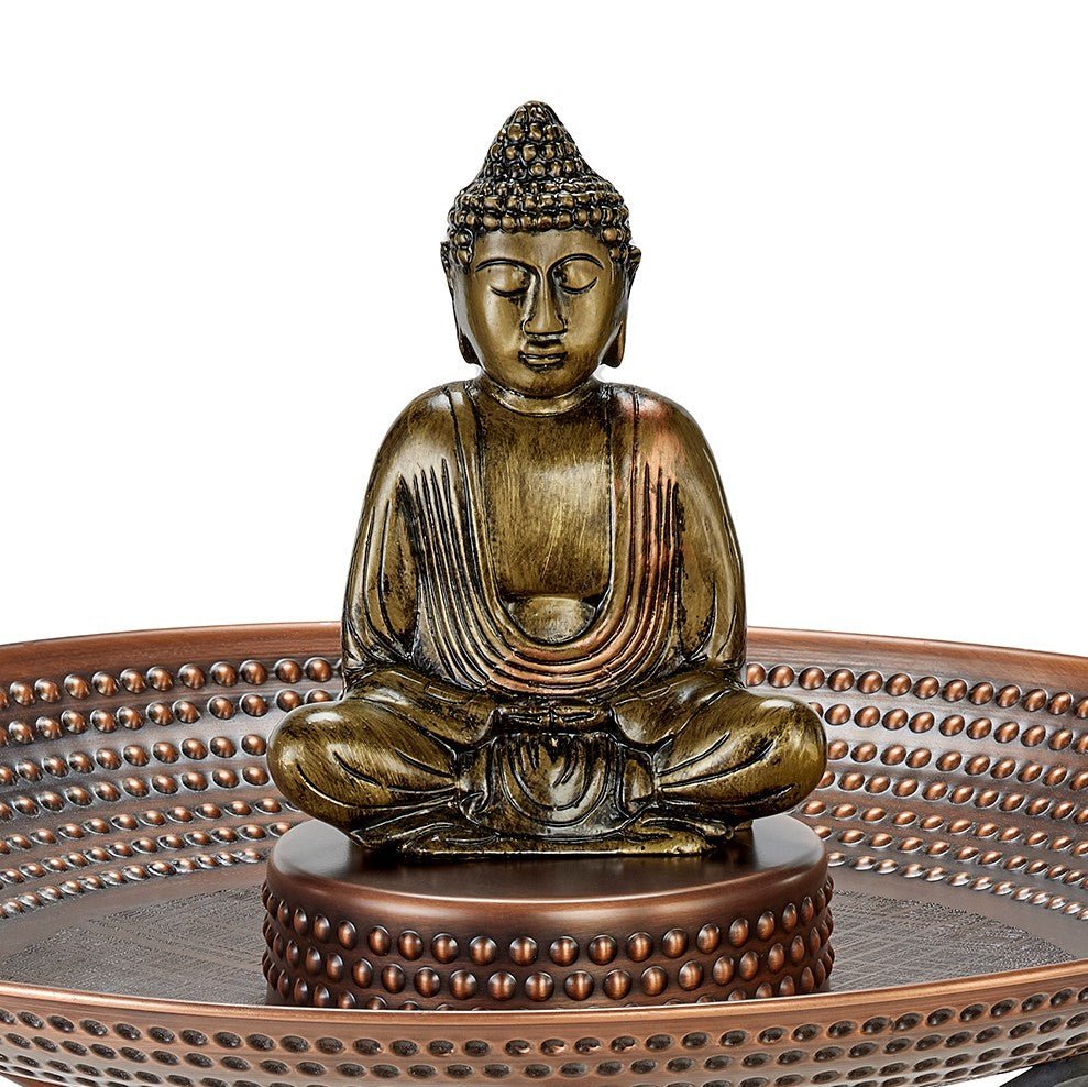 20“� Copper Birdbath Basin with Meditating Buddha - Evira
