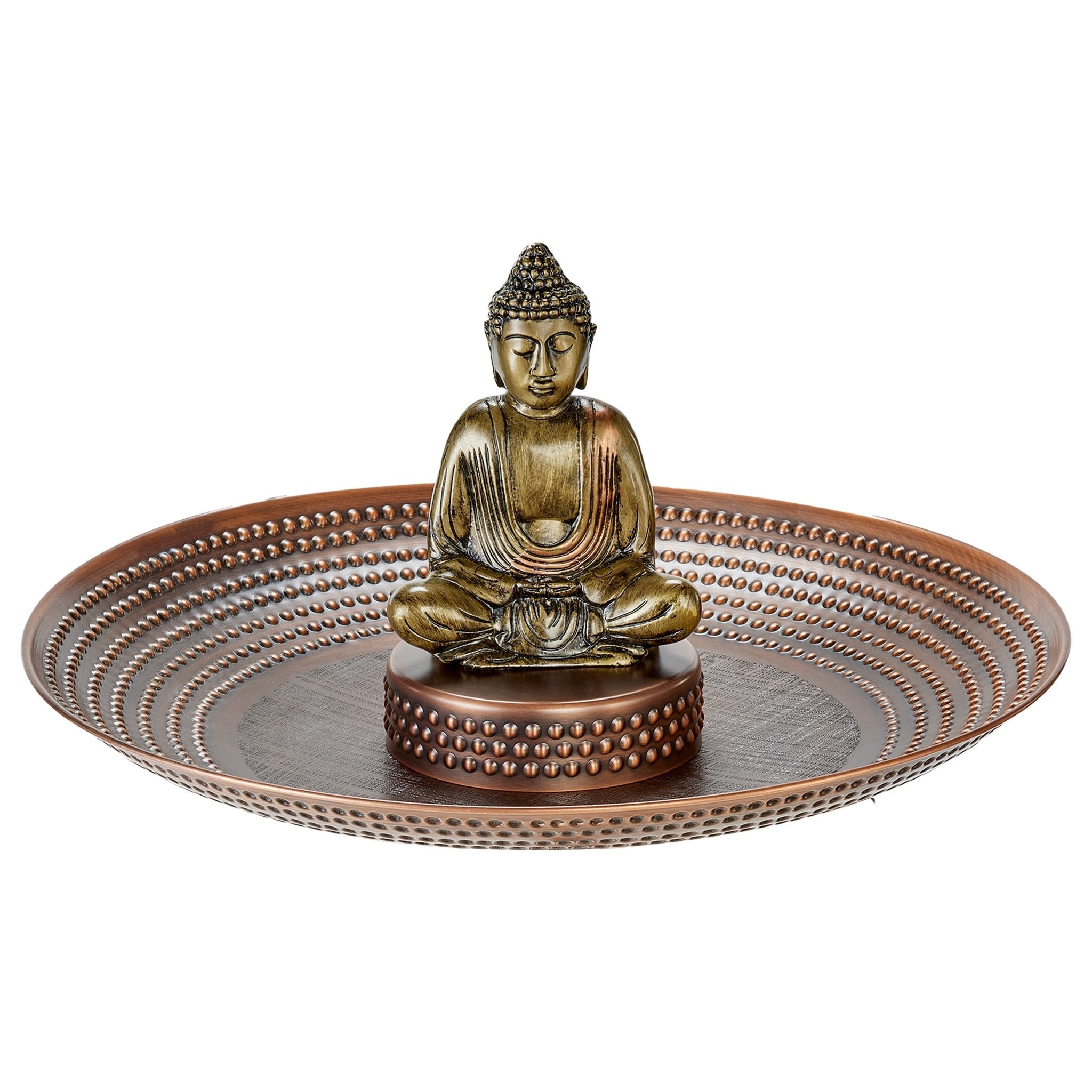 20“� Copper Birdbath Basin with Meditating Buddha - Evira