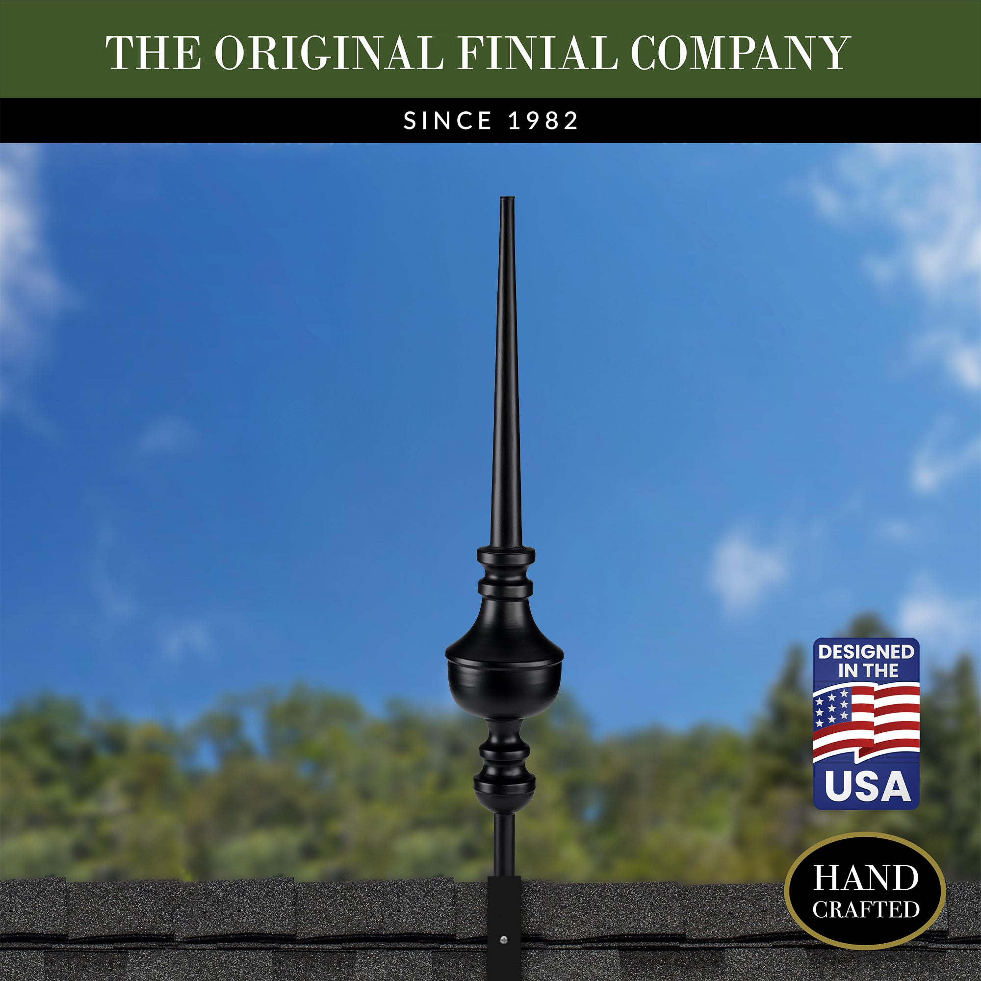 27" Victoria Black Aluminum Finial - Evira