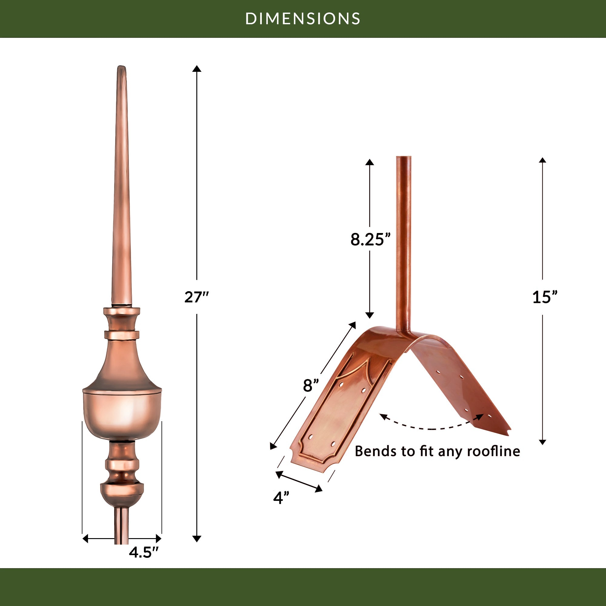 27" Victoria Finial with Decorative Roof Mount   - Evira