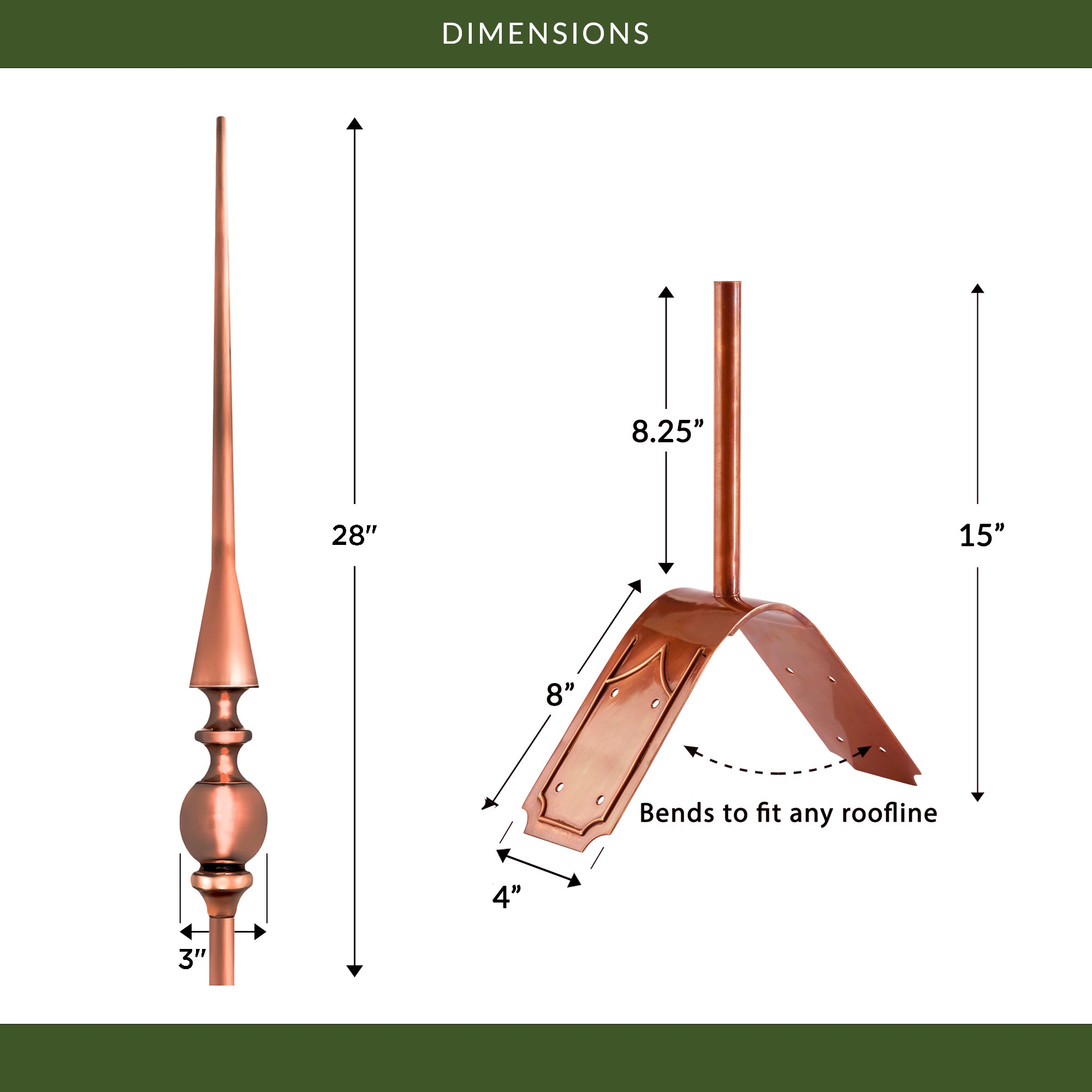 28" Aragon Finial with Decorative Roof Mount   - Evira