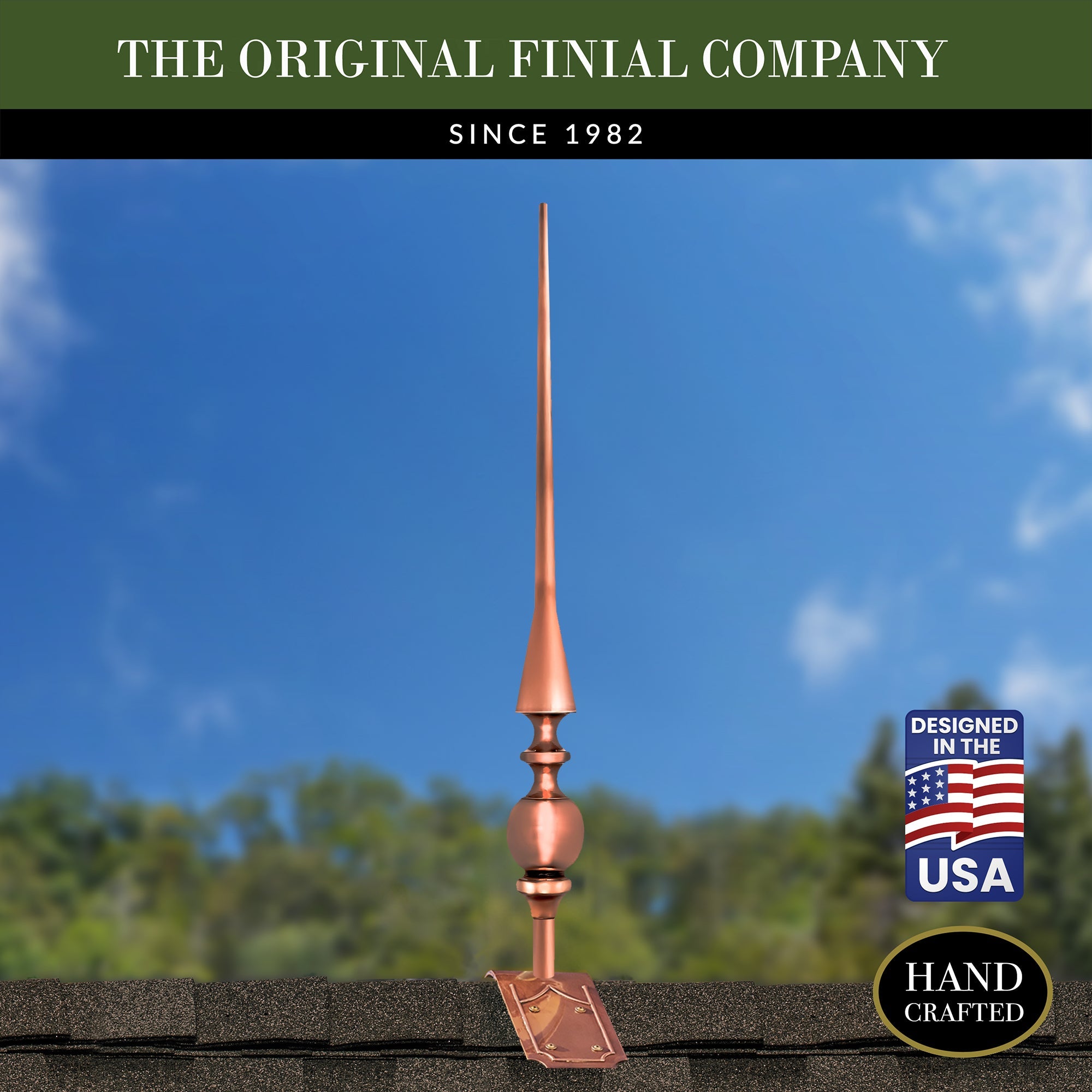 28" Aragon Finial with Decorative Roof Mount   - Evira
