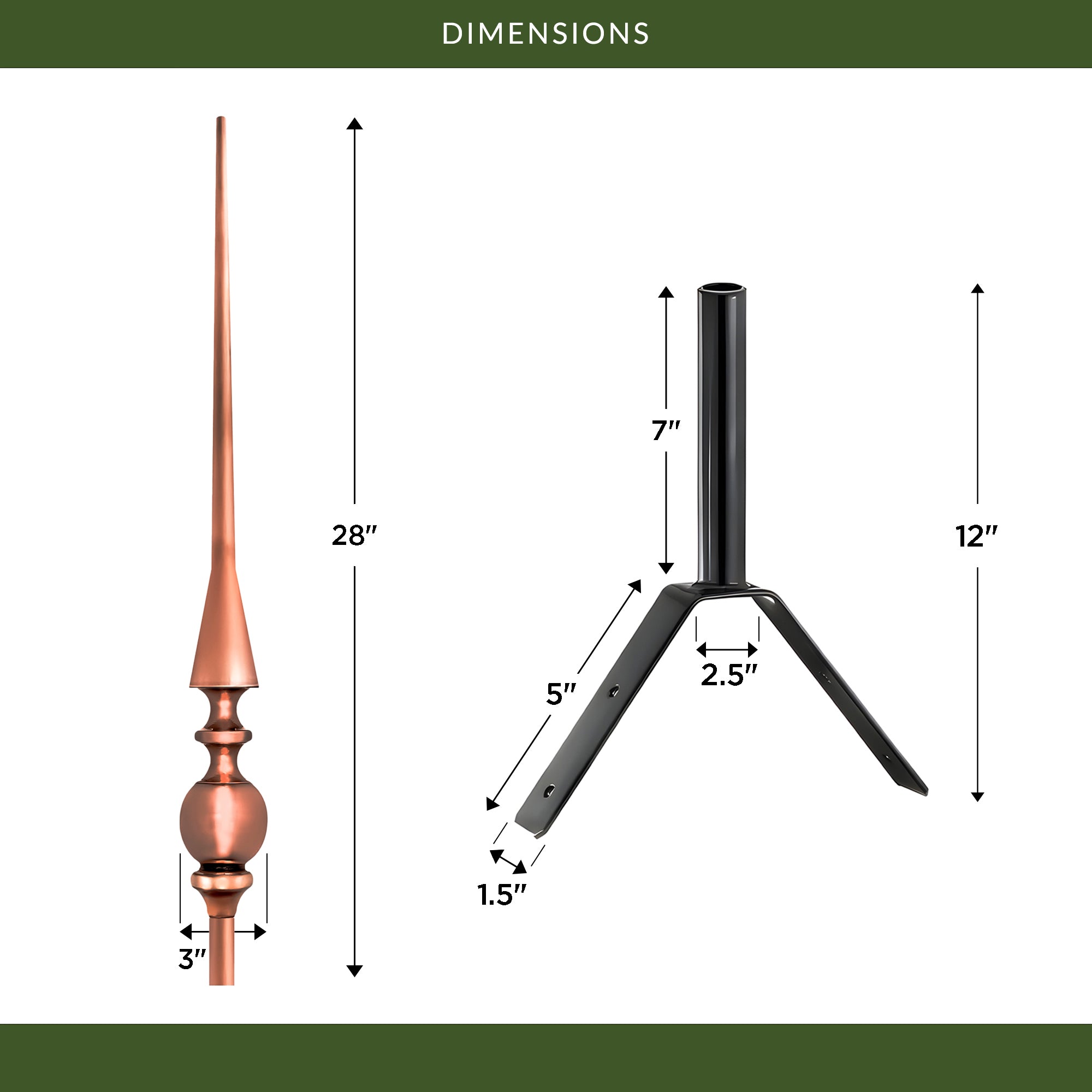 28" Aragon Rooftop Finial - Evira