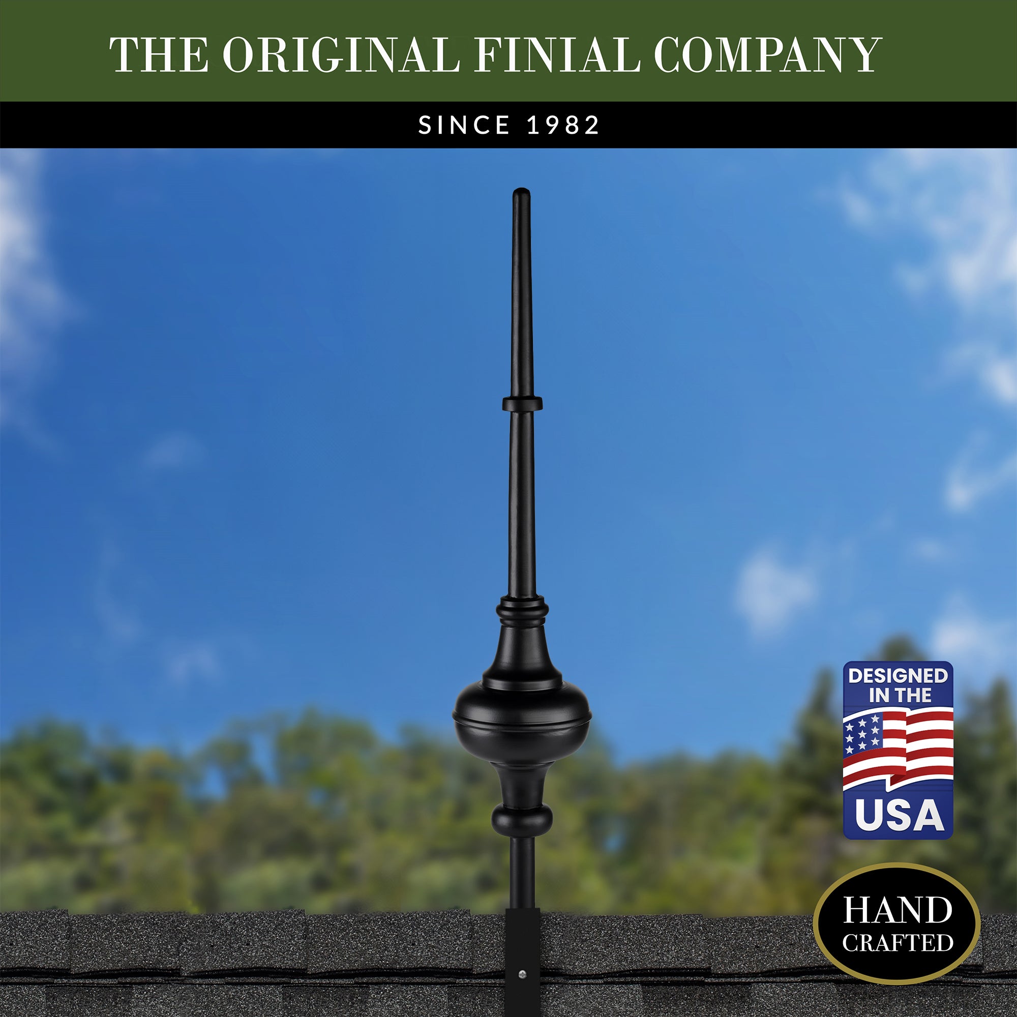 28" Morgana Black Aluminum Finial - Evira