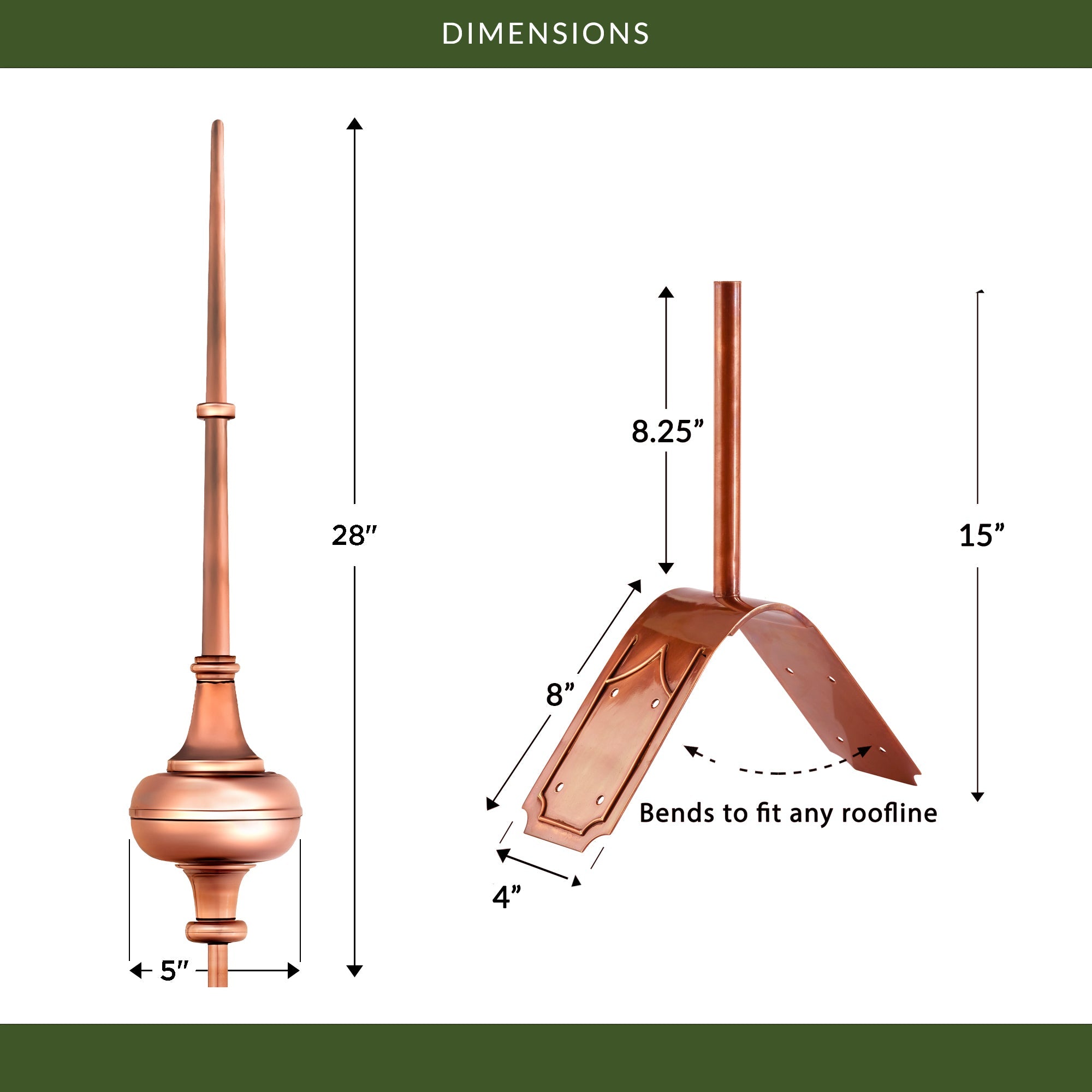 28" Morgana Finial with Decorative Roof Mount   - Evira