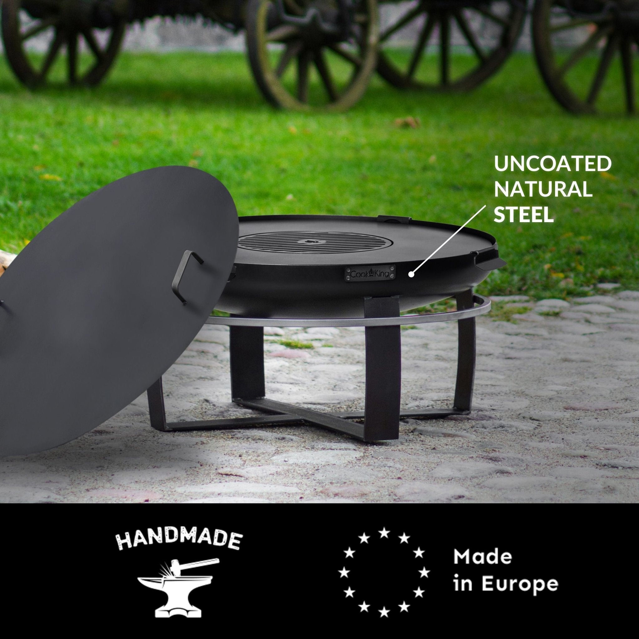 Ignition 32" Fire Pit with Grill Plate and Cover Lid - Evira