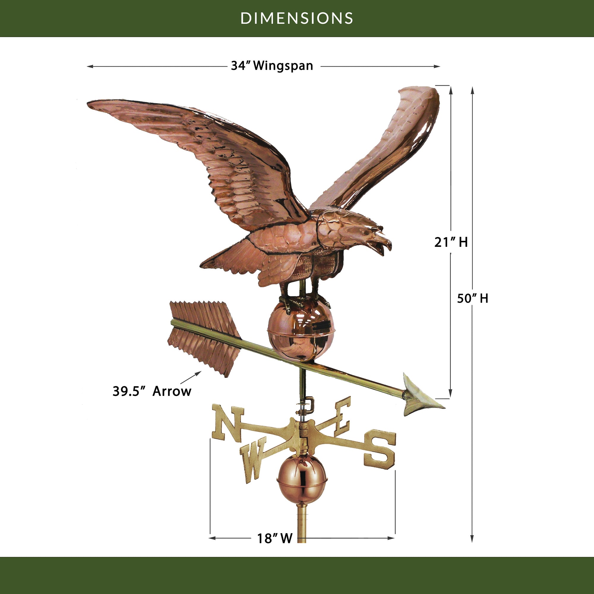 34" Smithsonian Eagle Estate Weathervane - Evira