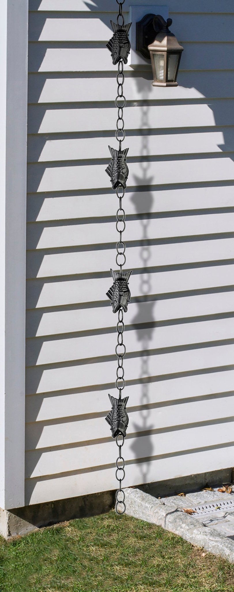 Fish Black Aluminum Rain Chain - Evira