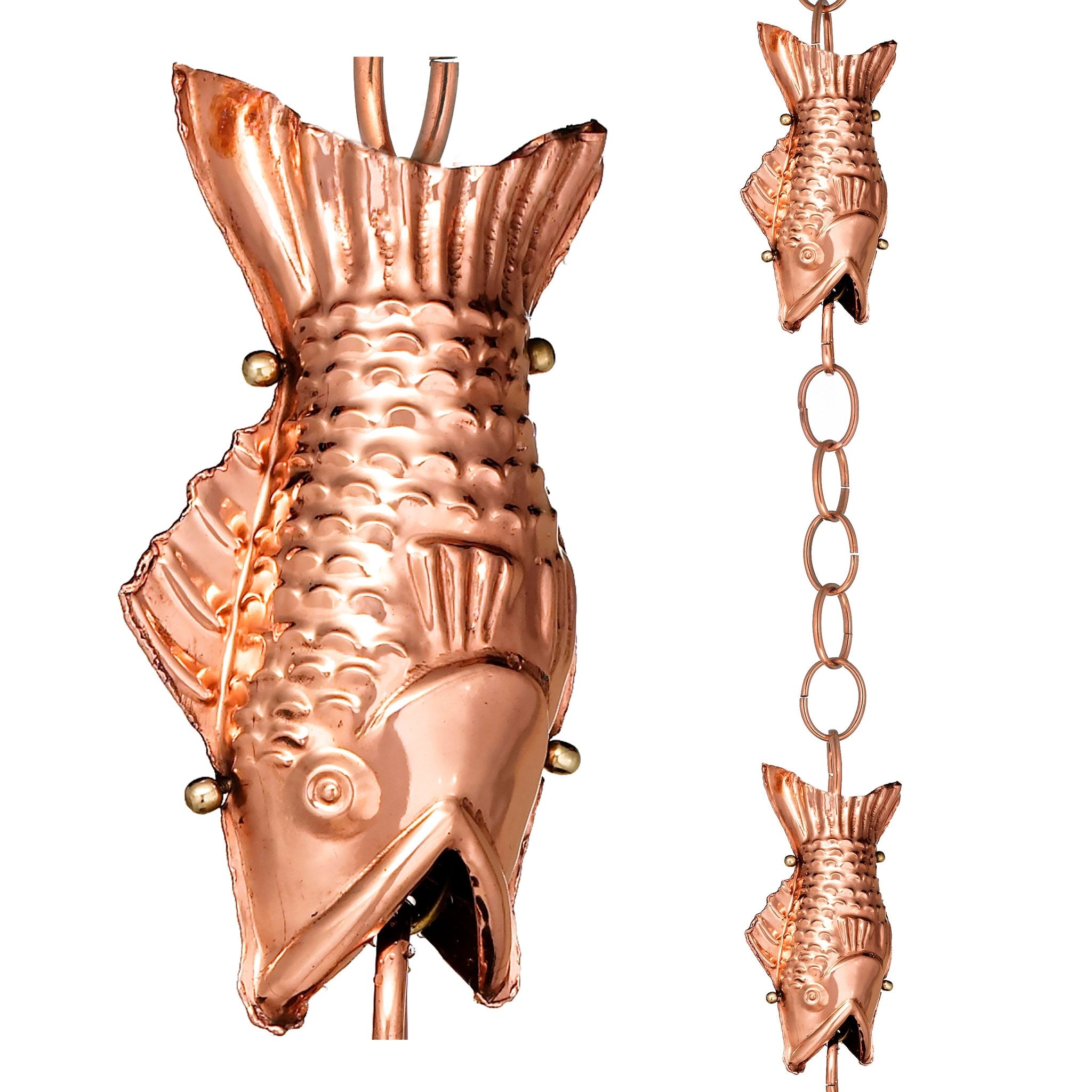 Fish Rain Chain - 8.5 ft., with 4 Large Figures - Evira