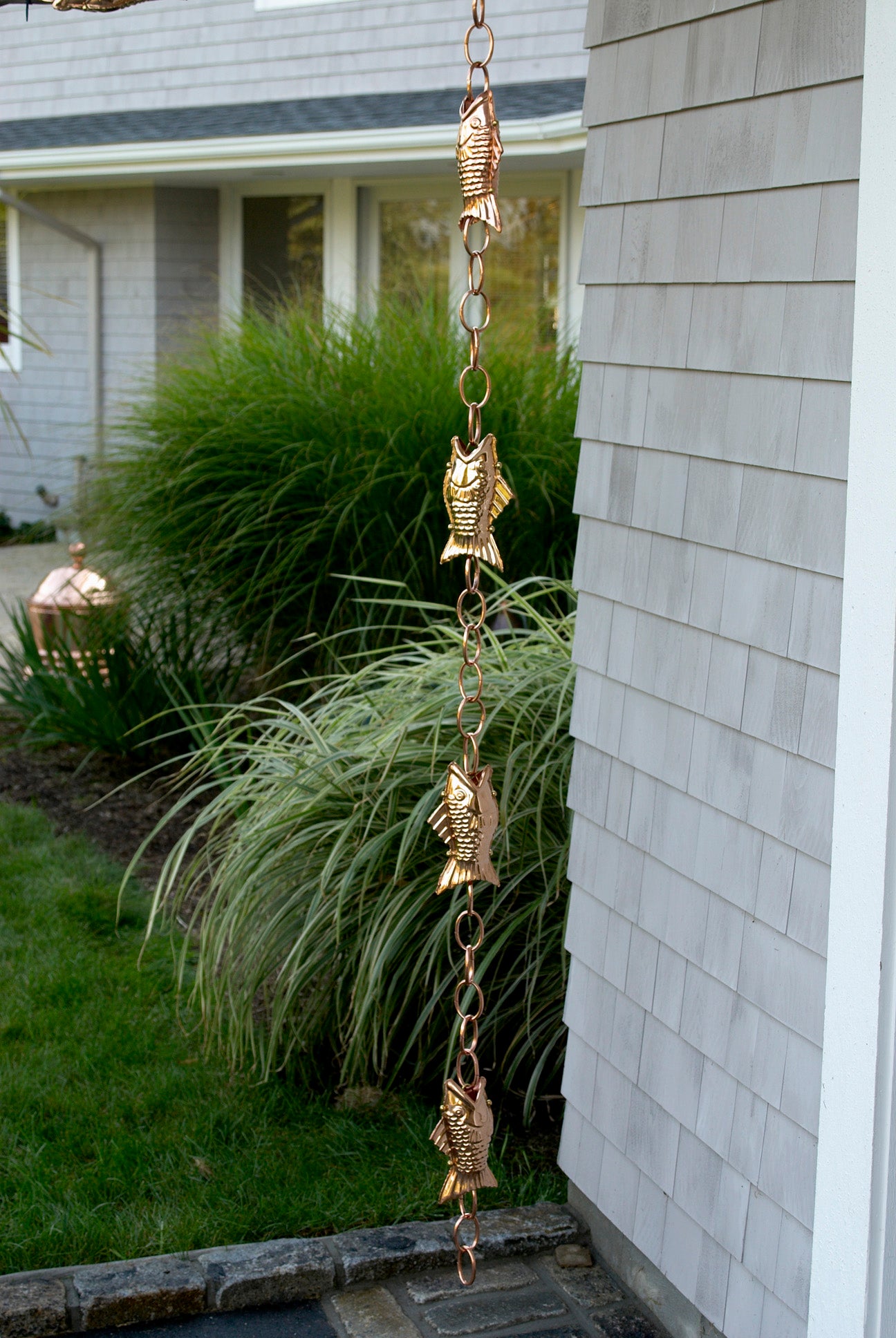Fish Rain Chain - 8.5 ft., with 4 Large Figures - Evira