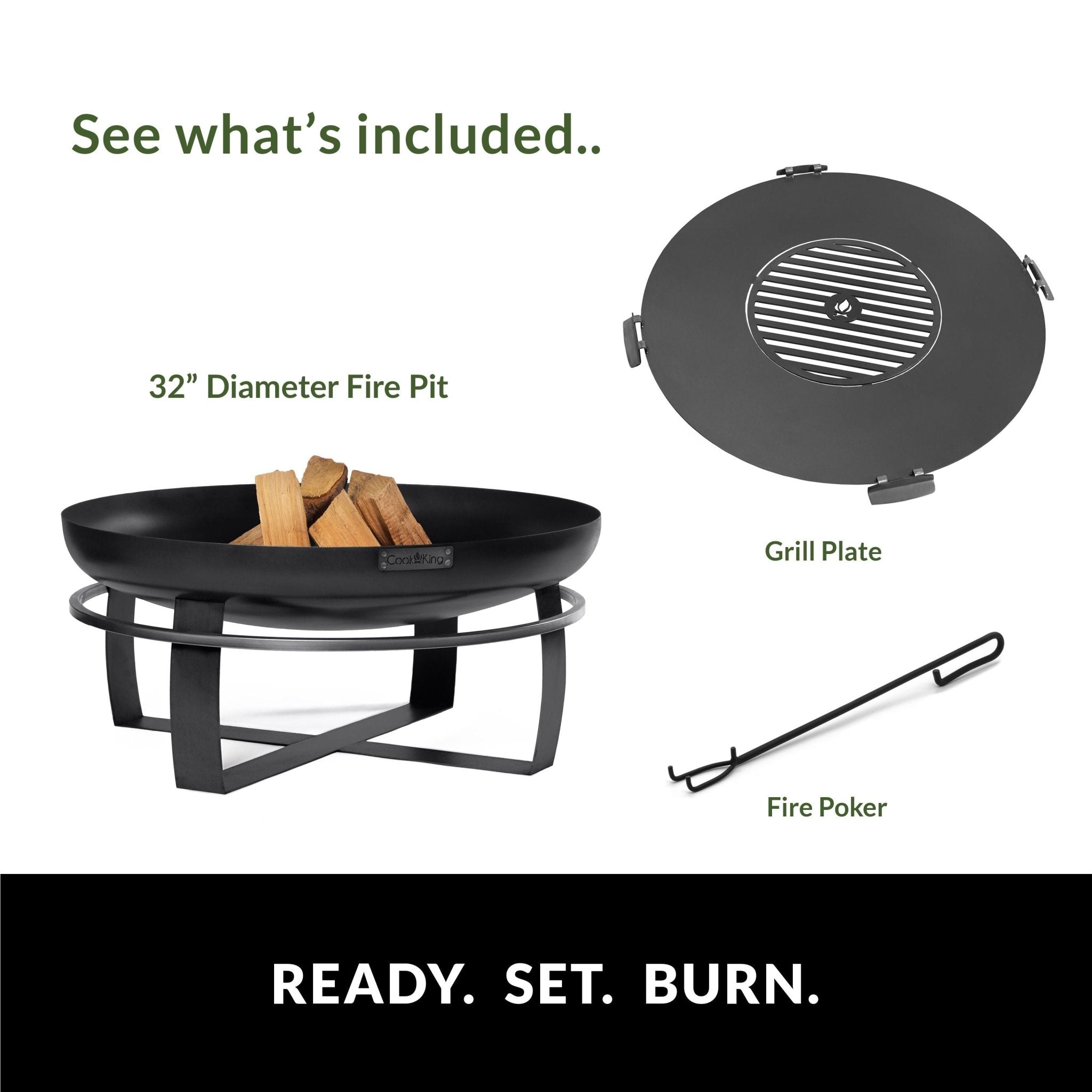Ignition 32" Fire Pit with Grill Plate - Evira