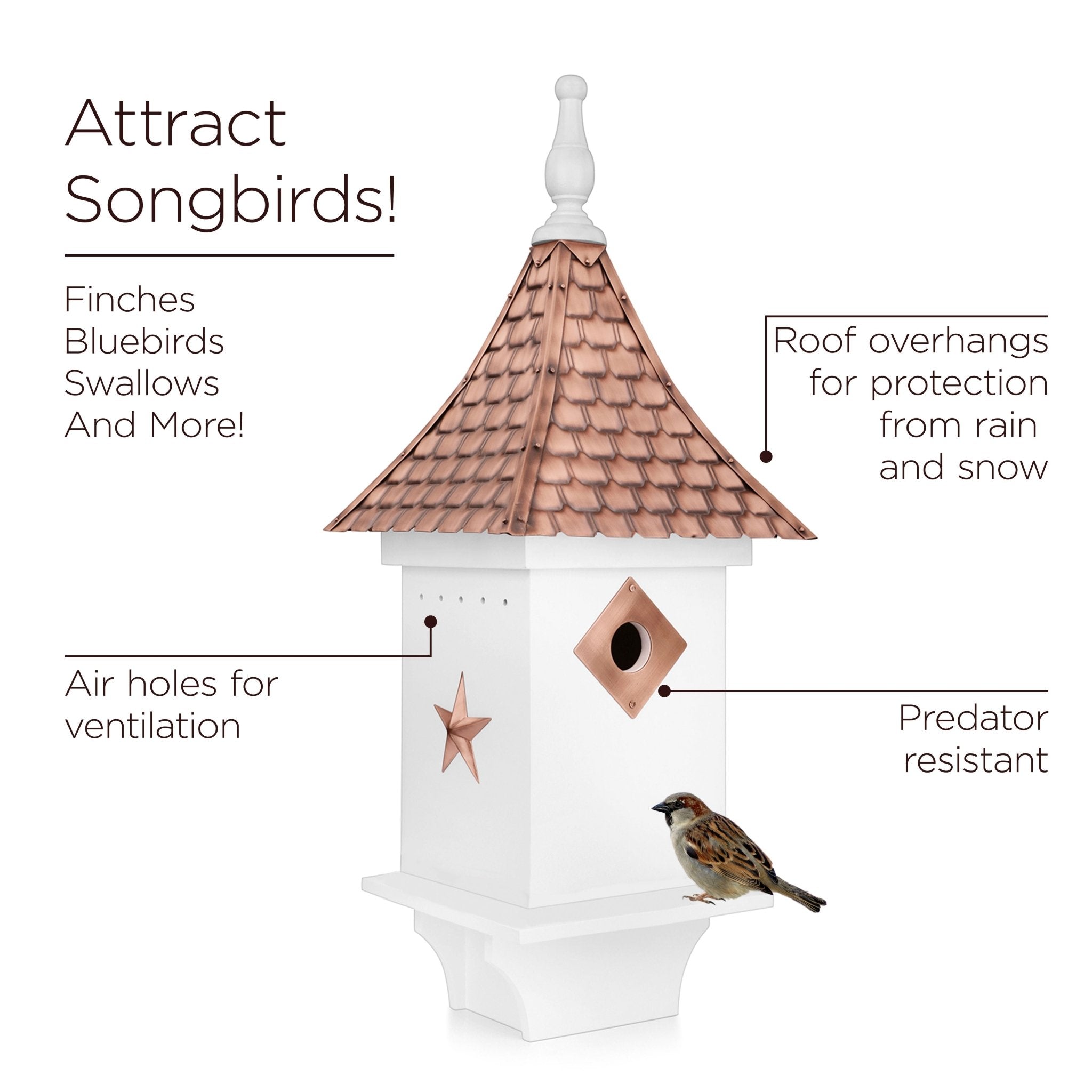 Villa Bird House “ White with Roof - Evira
