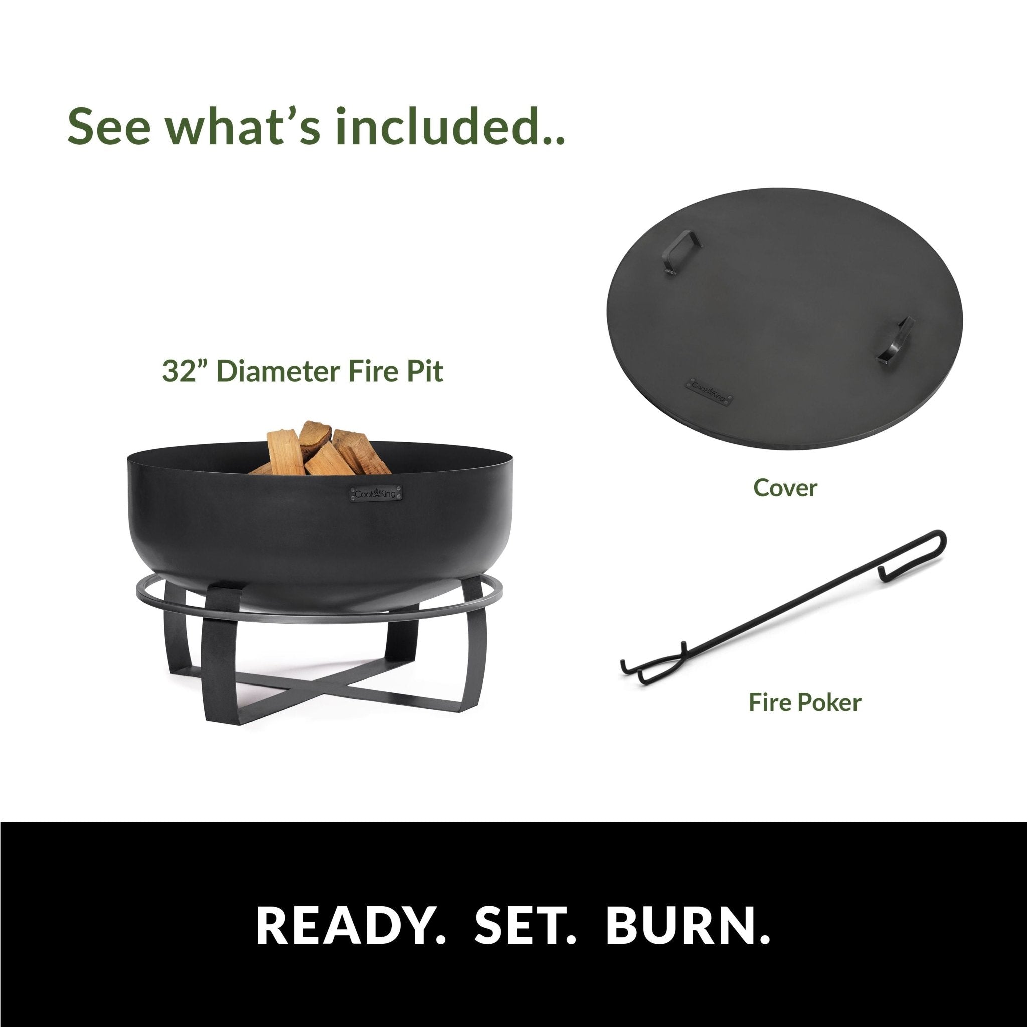 Ignition 32" XXL Fire Pit with Cover Lid - Evira