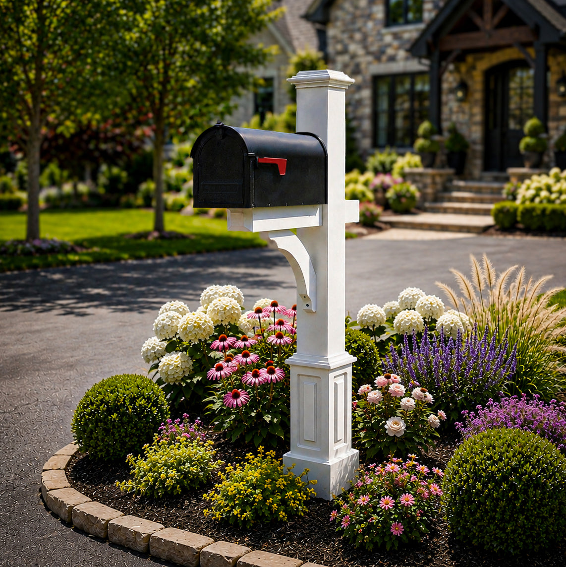 Essex Vinyl Mailbox Post with Classic Mailbox