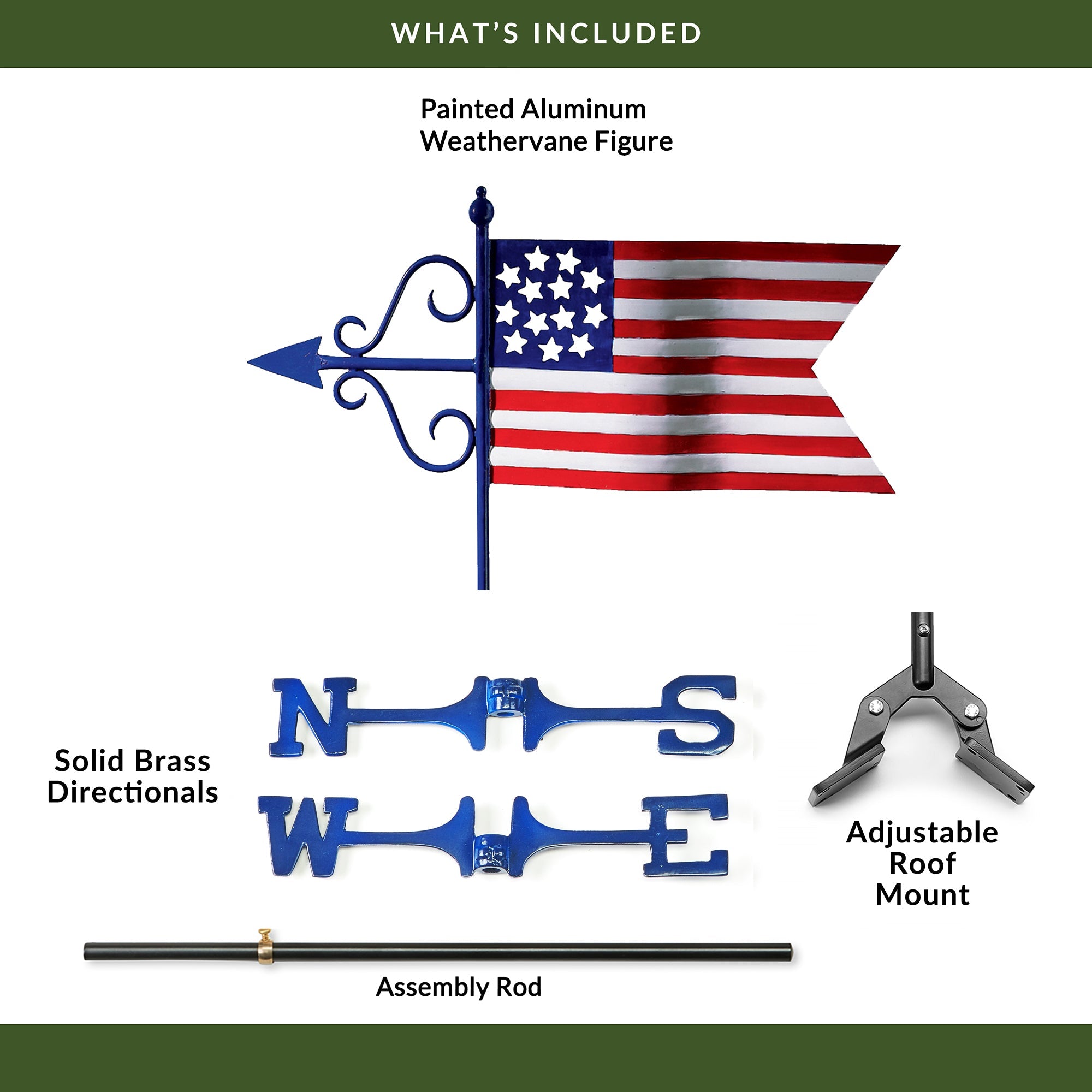 Americana Flag Cottage Weathervane - Evira