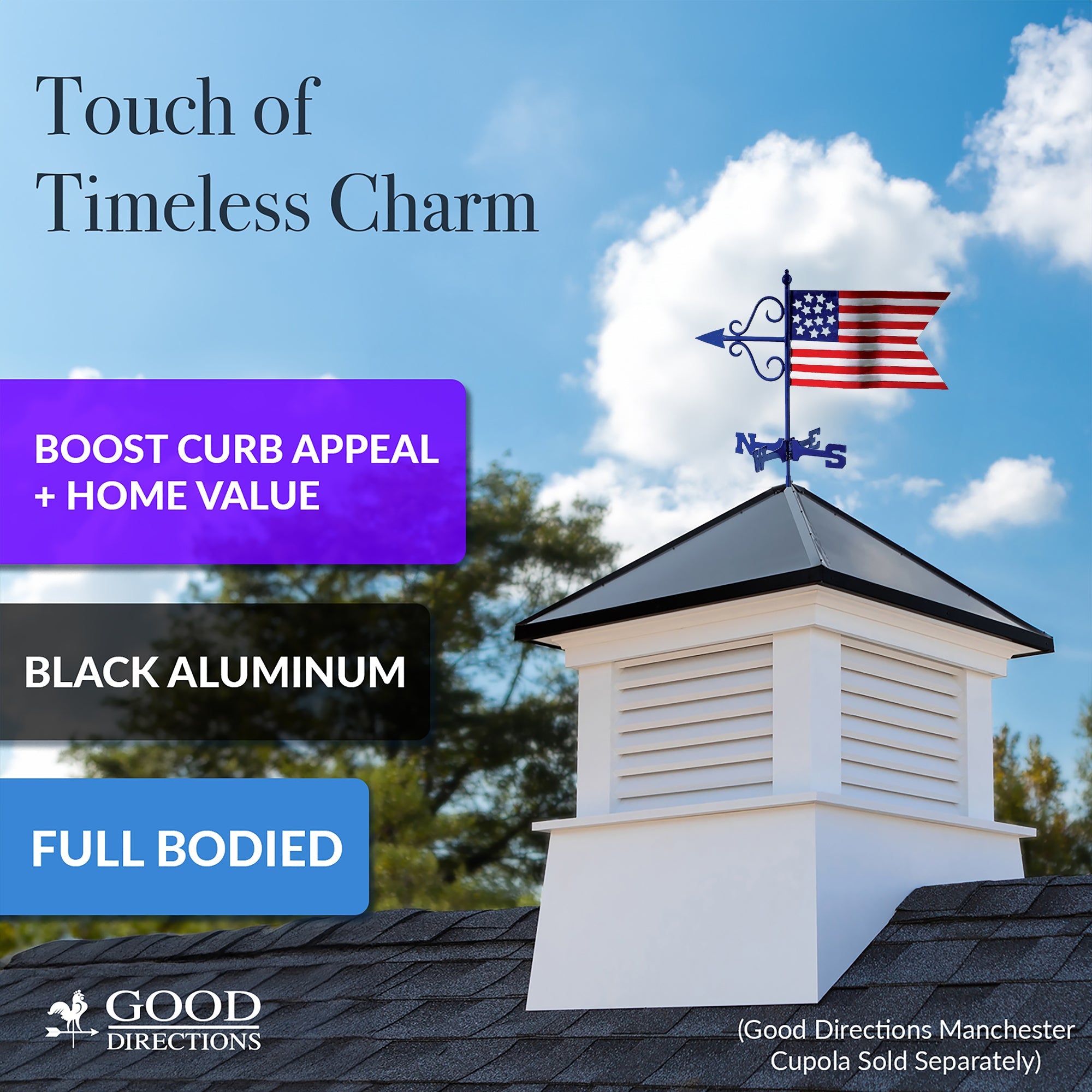 Americana Flag Cottage Weathervane - Evira