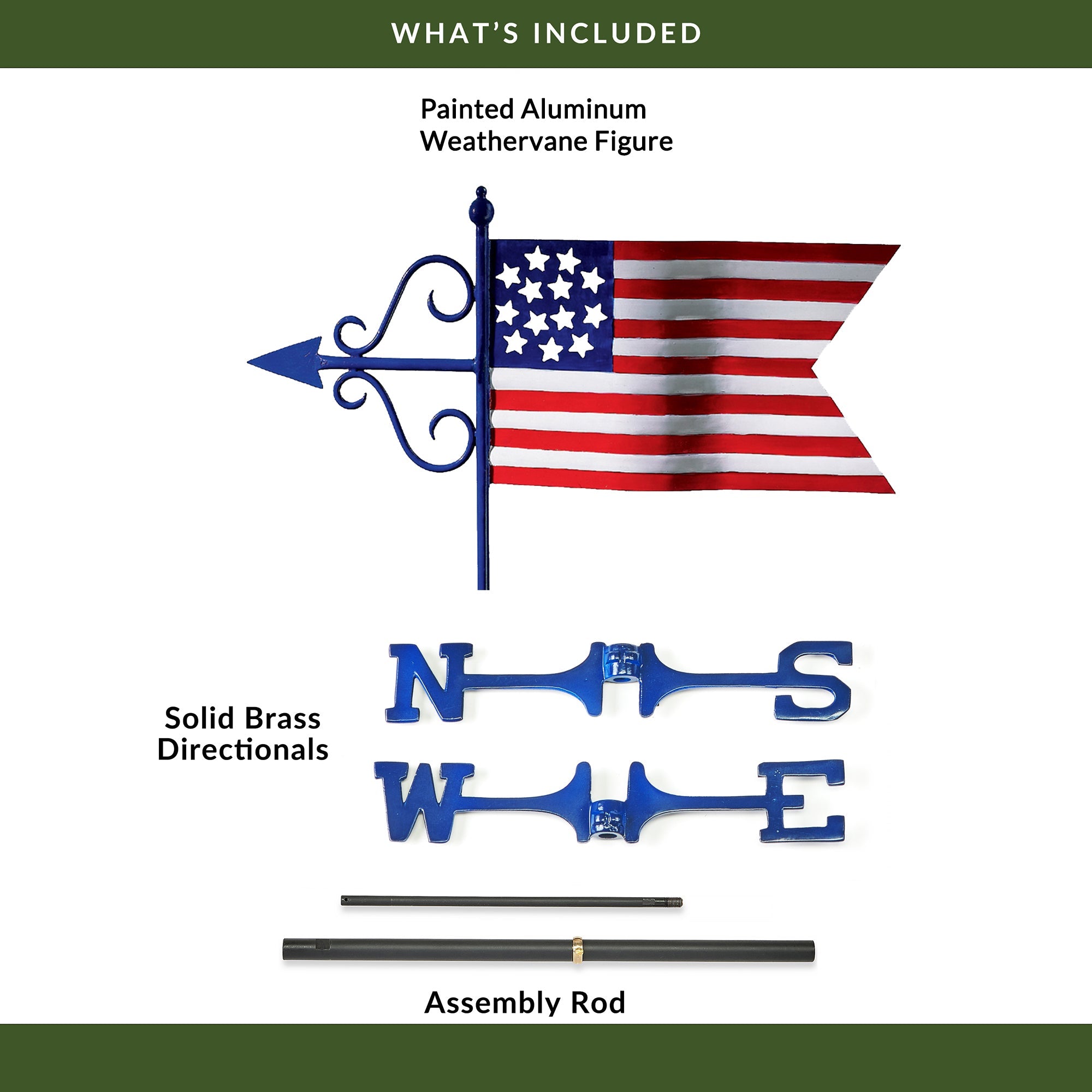 Americana Flag Cottage Weathervane - Evira