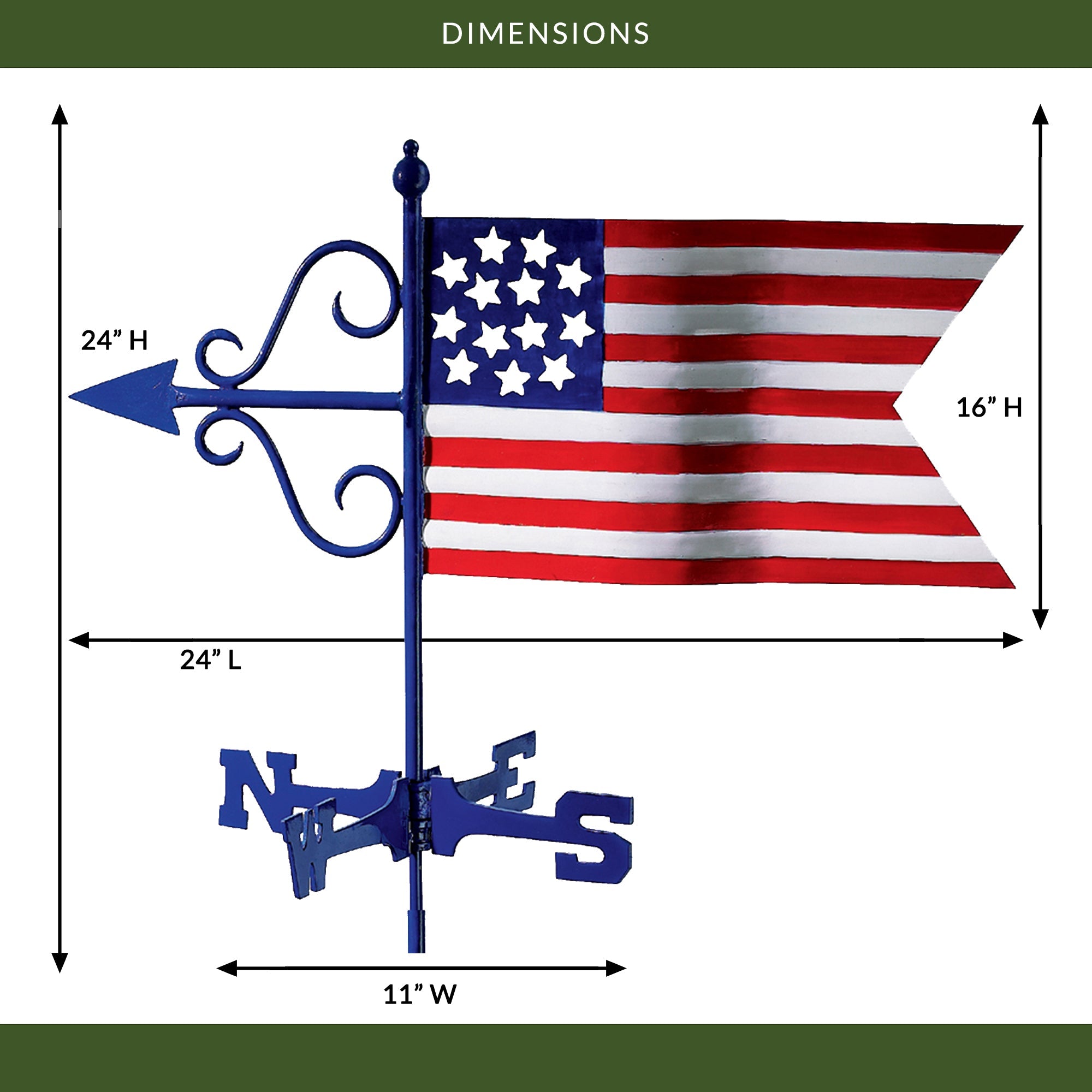 Americana Flag Garden Weathervane - Evira