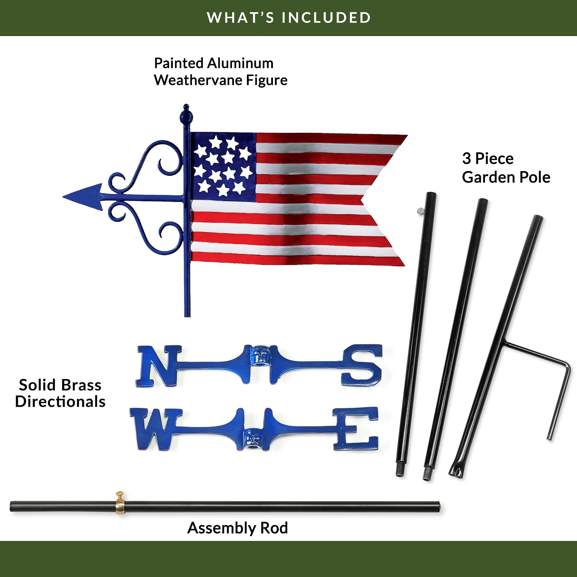 Americana Flag Garden Weathervane - Evira