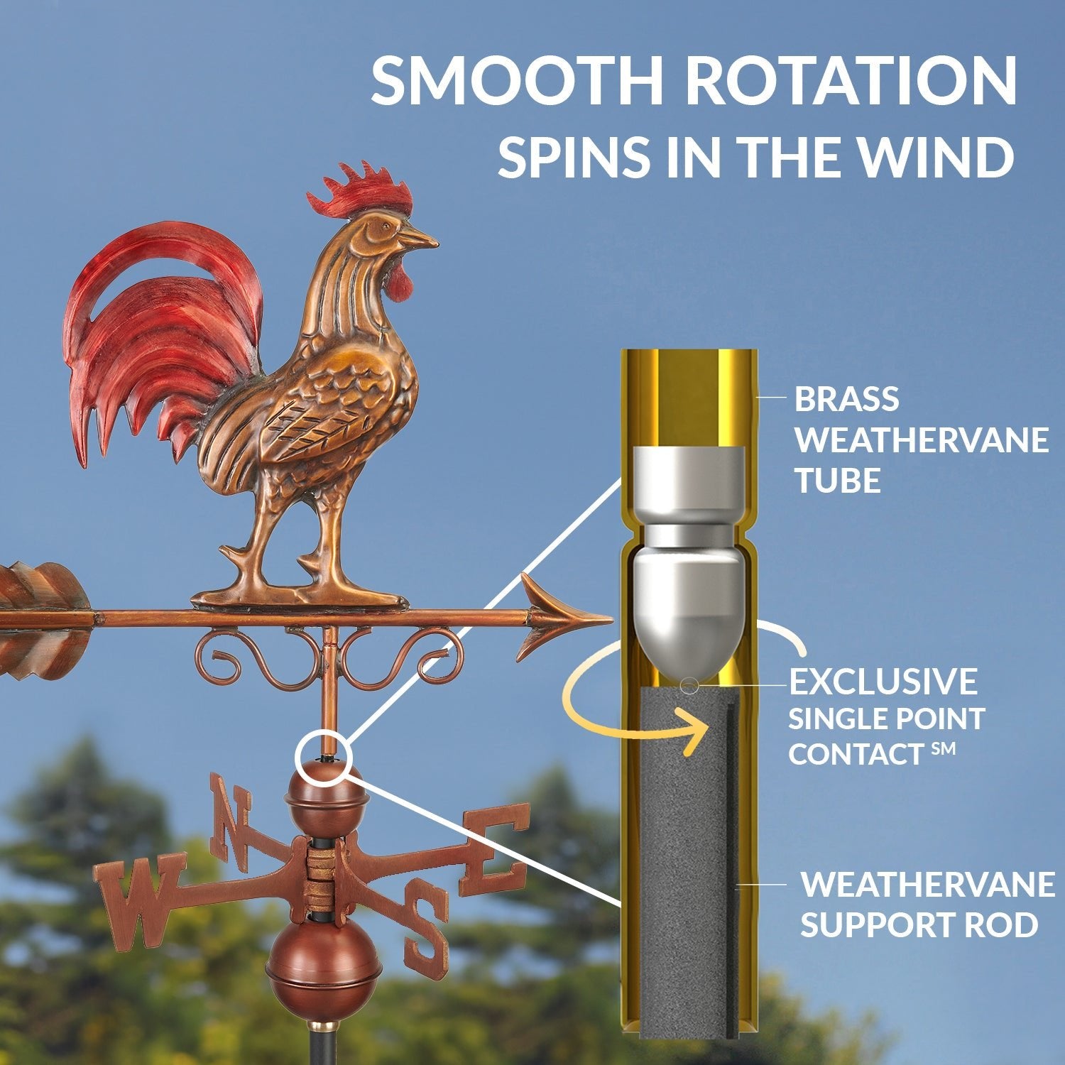 Bantam Red Rooster Weathervane - Evira