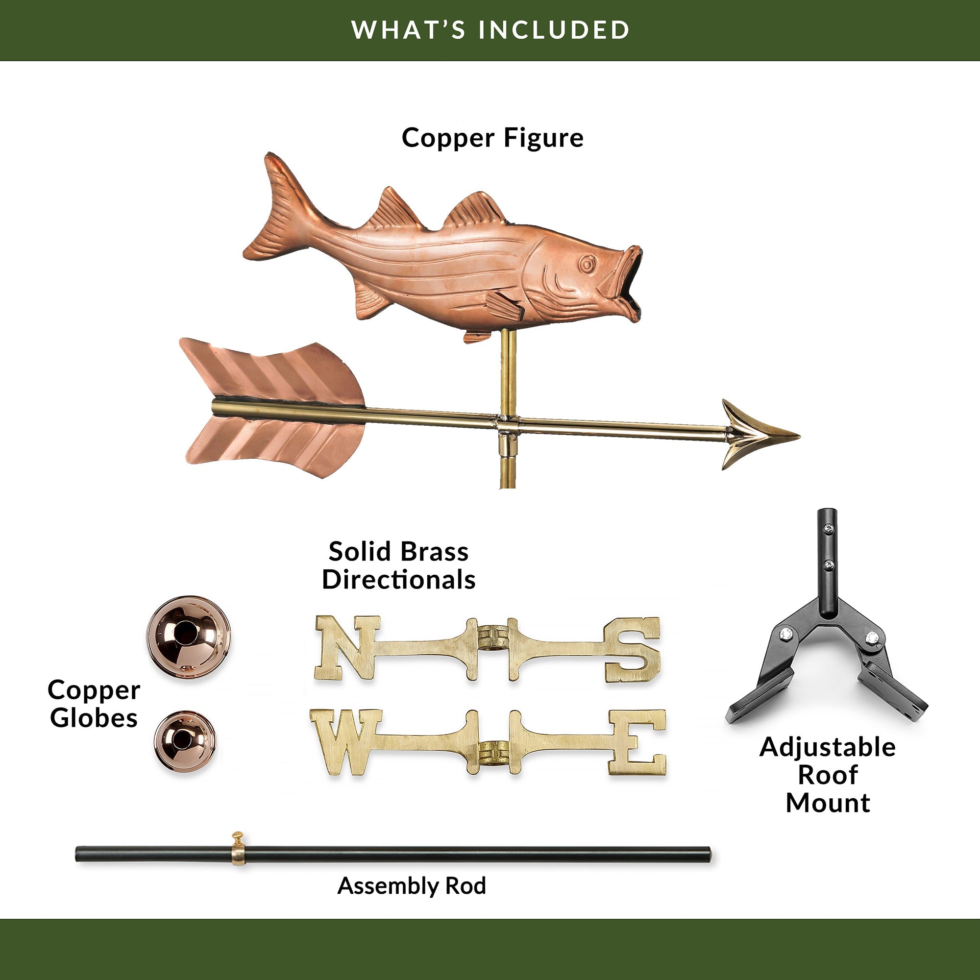 Bass with Arrow Cottage Weathervane - Evira