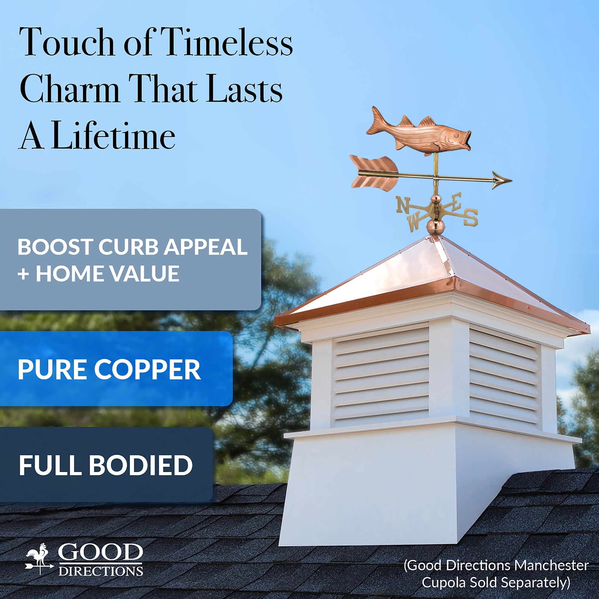 Bass with Arrow Cottage Weathervane - Evira