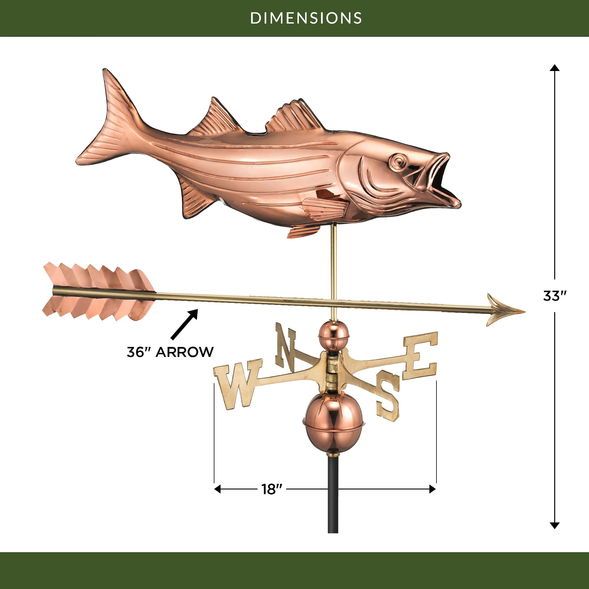 Bass with Arrow Weathervane - Evira