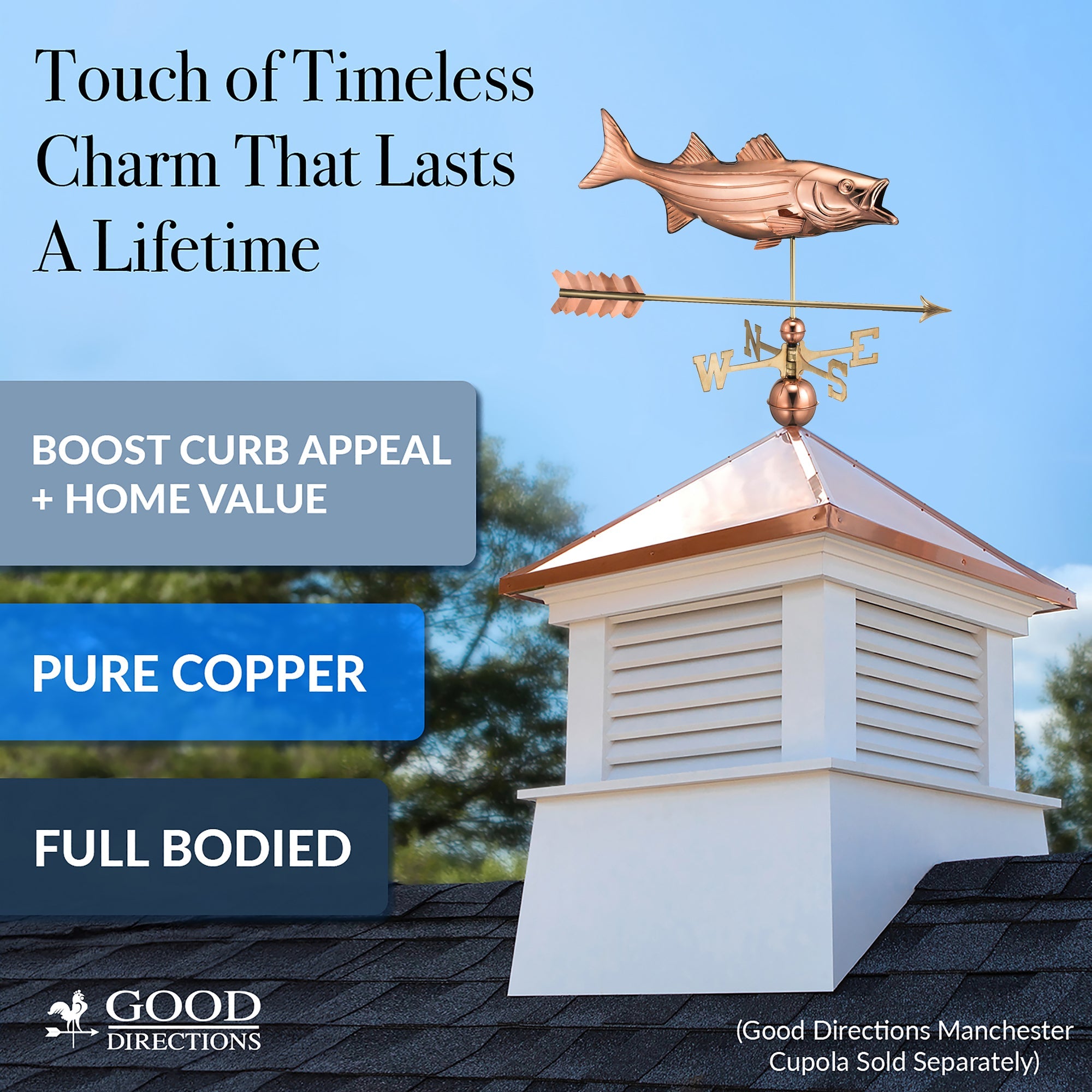 Bass with Arrow Weathervane - Evira