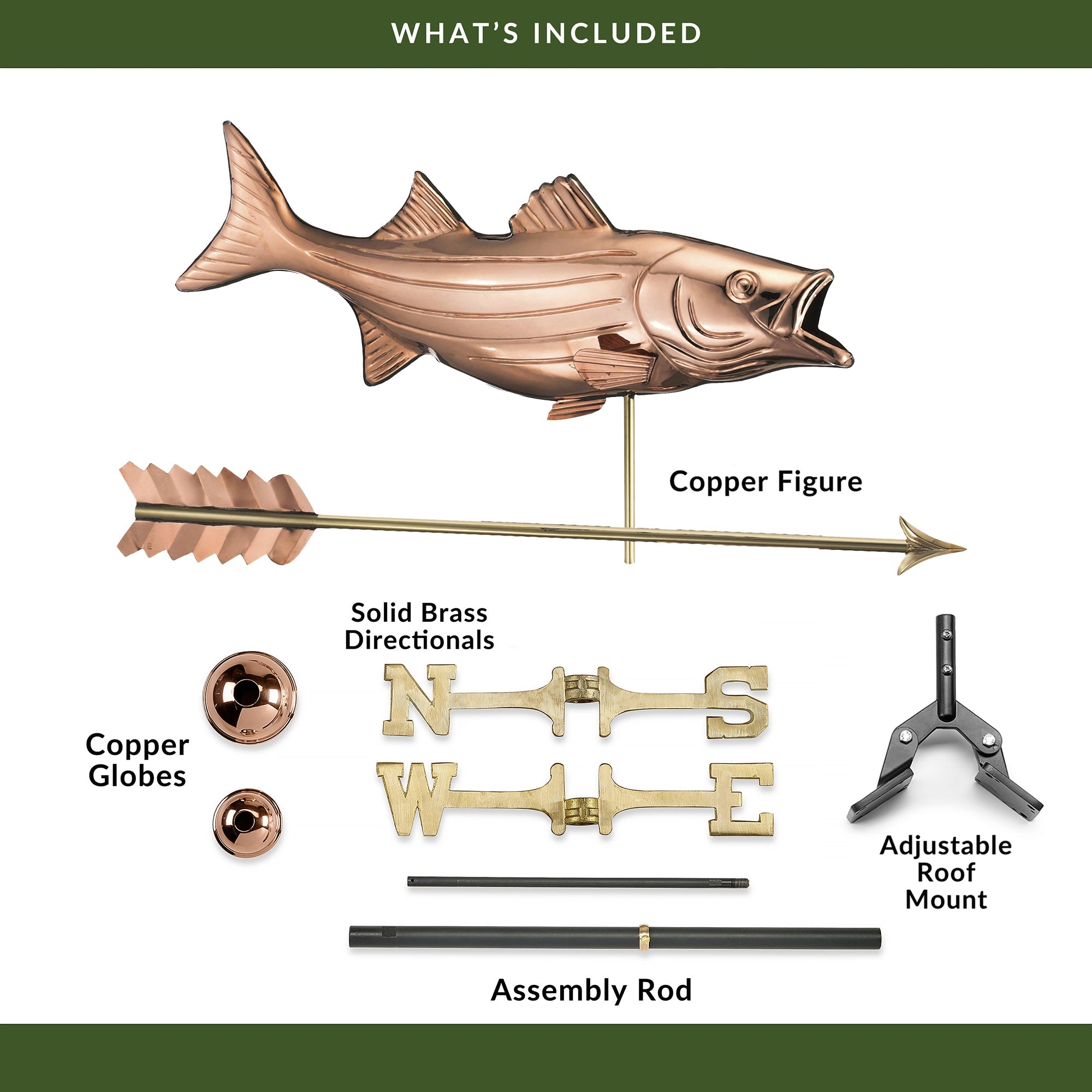Bass with Arrow Weathervane - Evira