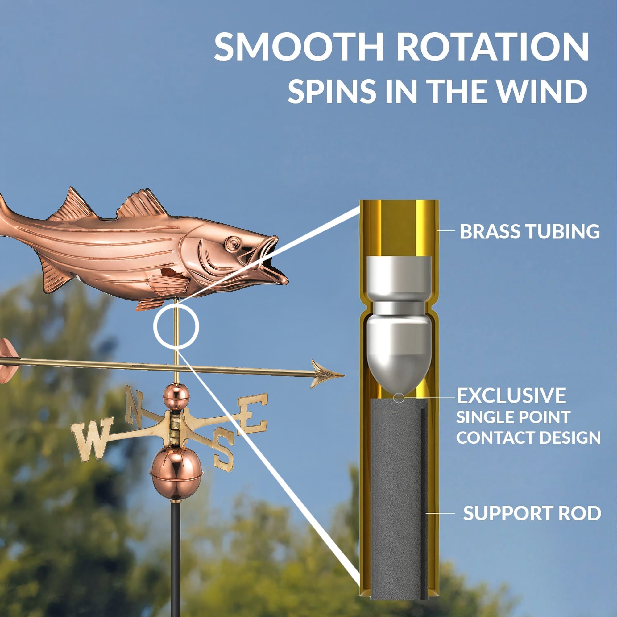 Bass with Arrow Weathervane - Evira
