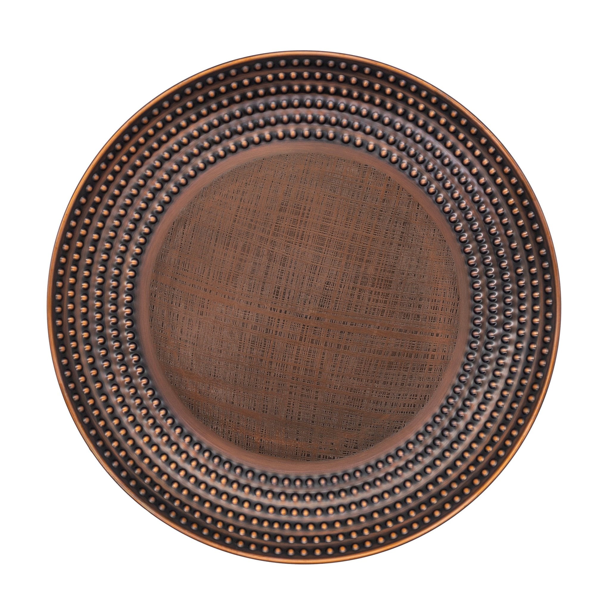 Beaded Copper Birdbath with Garden Pole, 18"D - Bronze Finish - Evira