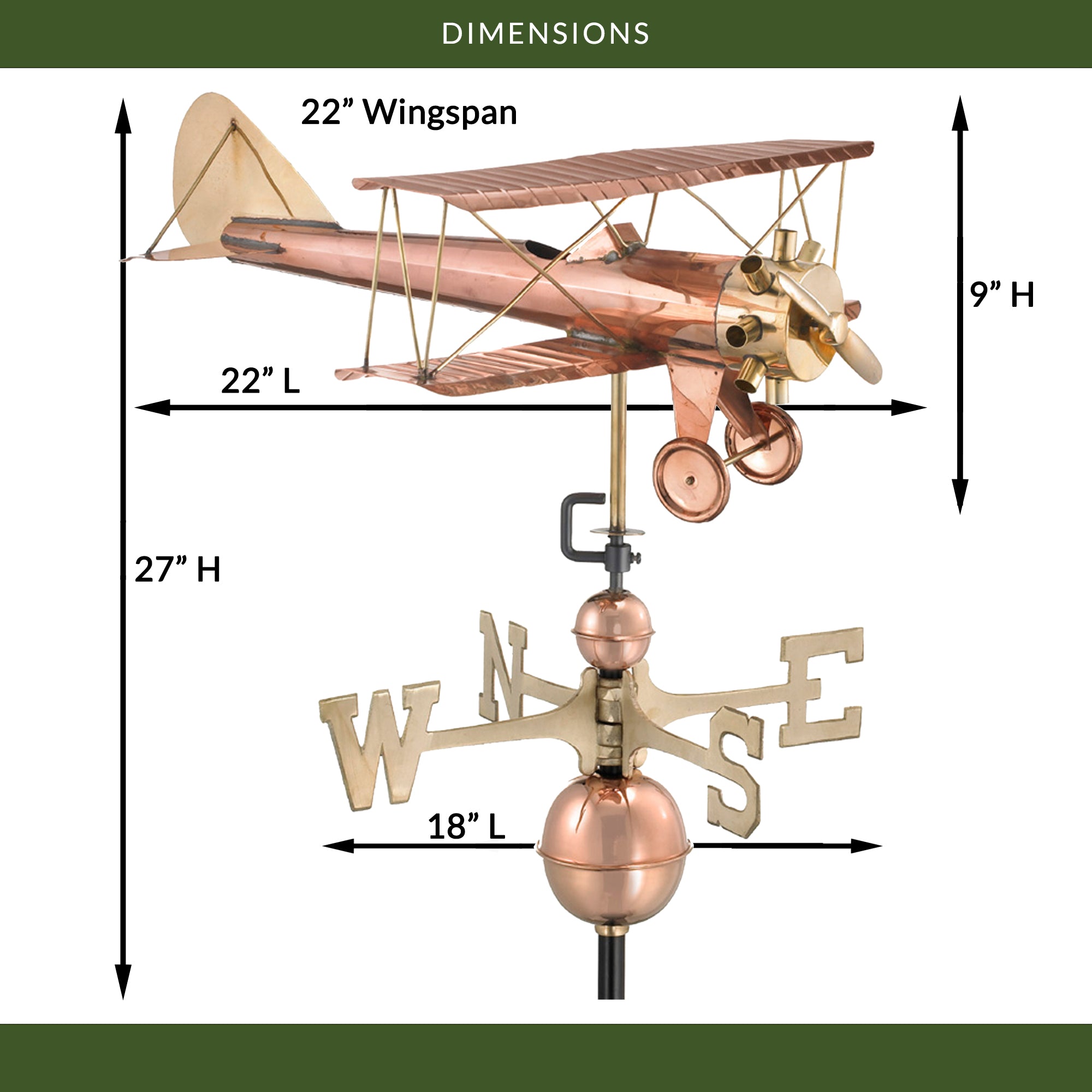 Biplane Weathervane - Evira