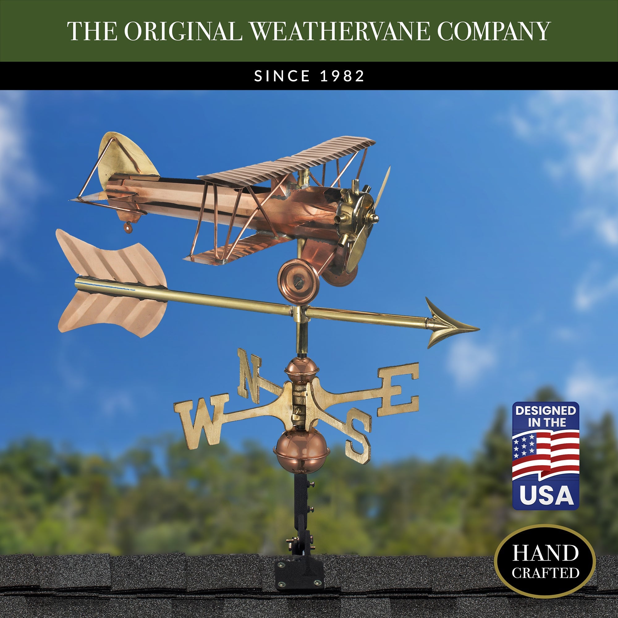 Biplane with Arrow Cottage Weathervane - Evira