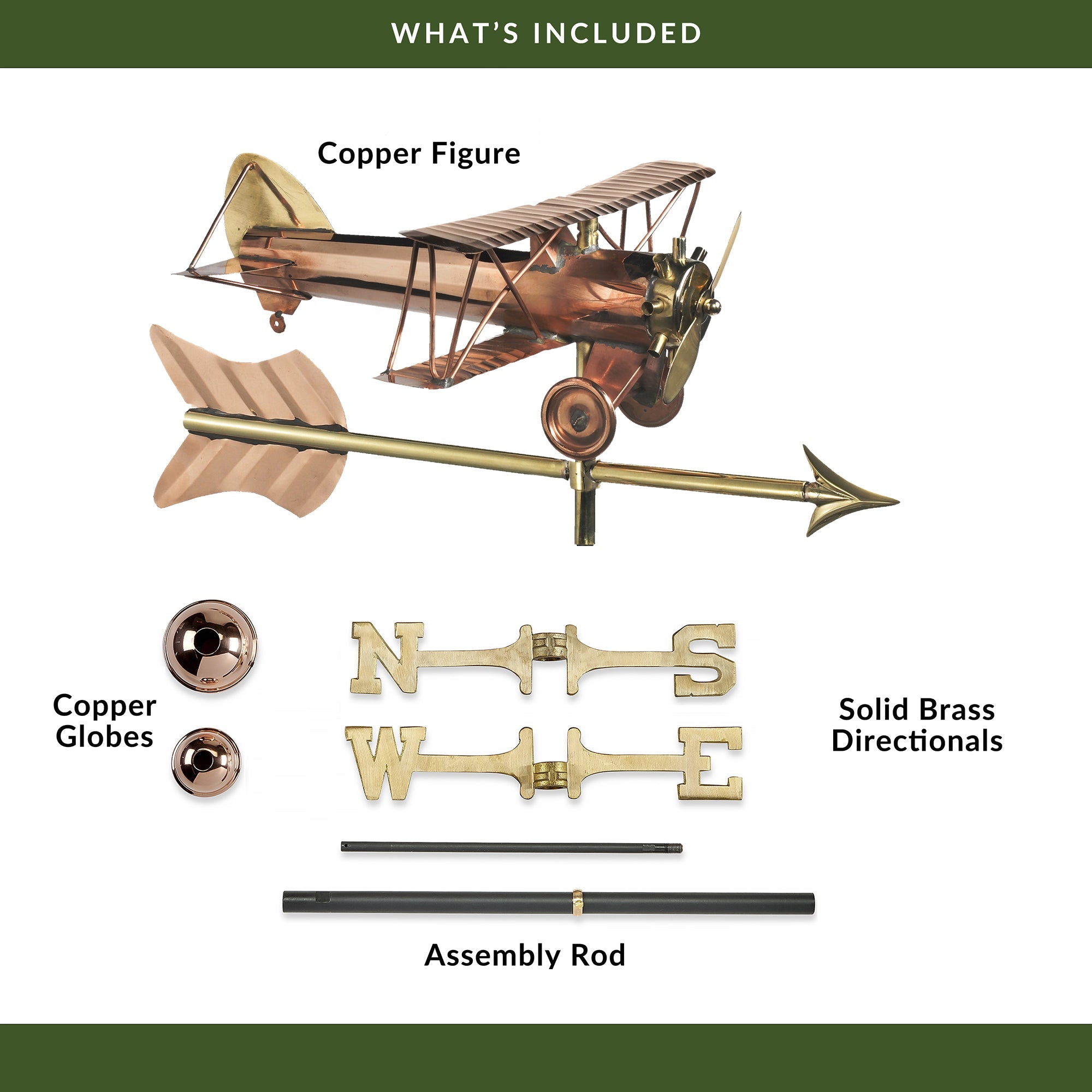 Biplane with Arrow Cottage Weathervane - Evira