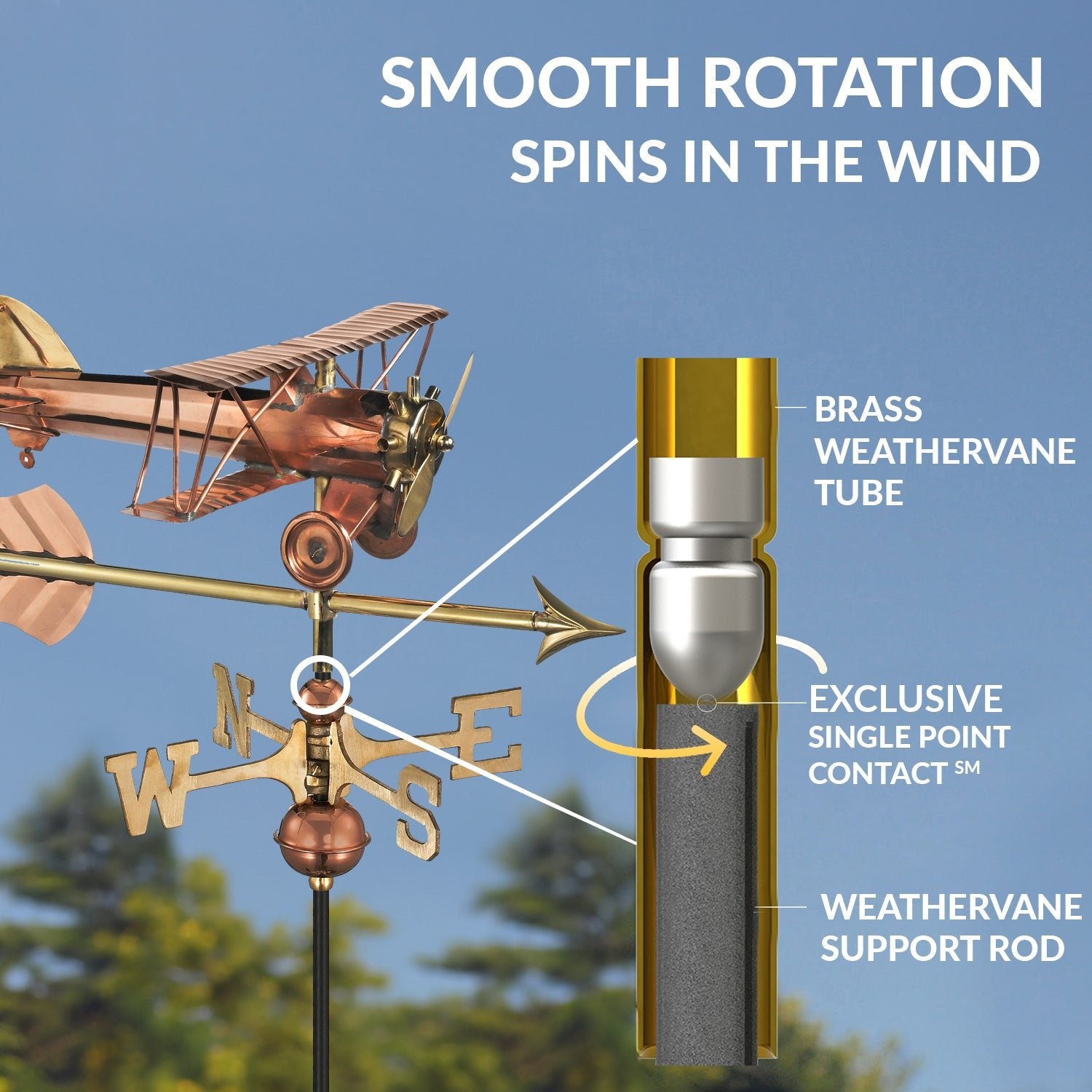 Biplane with Arrow Cottage Weathervane - Evira