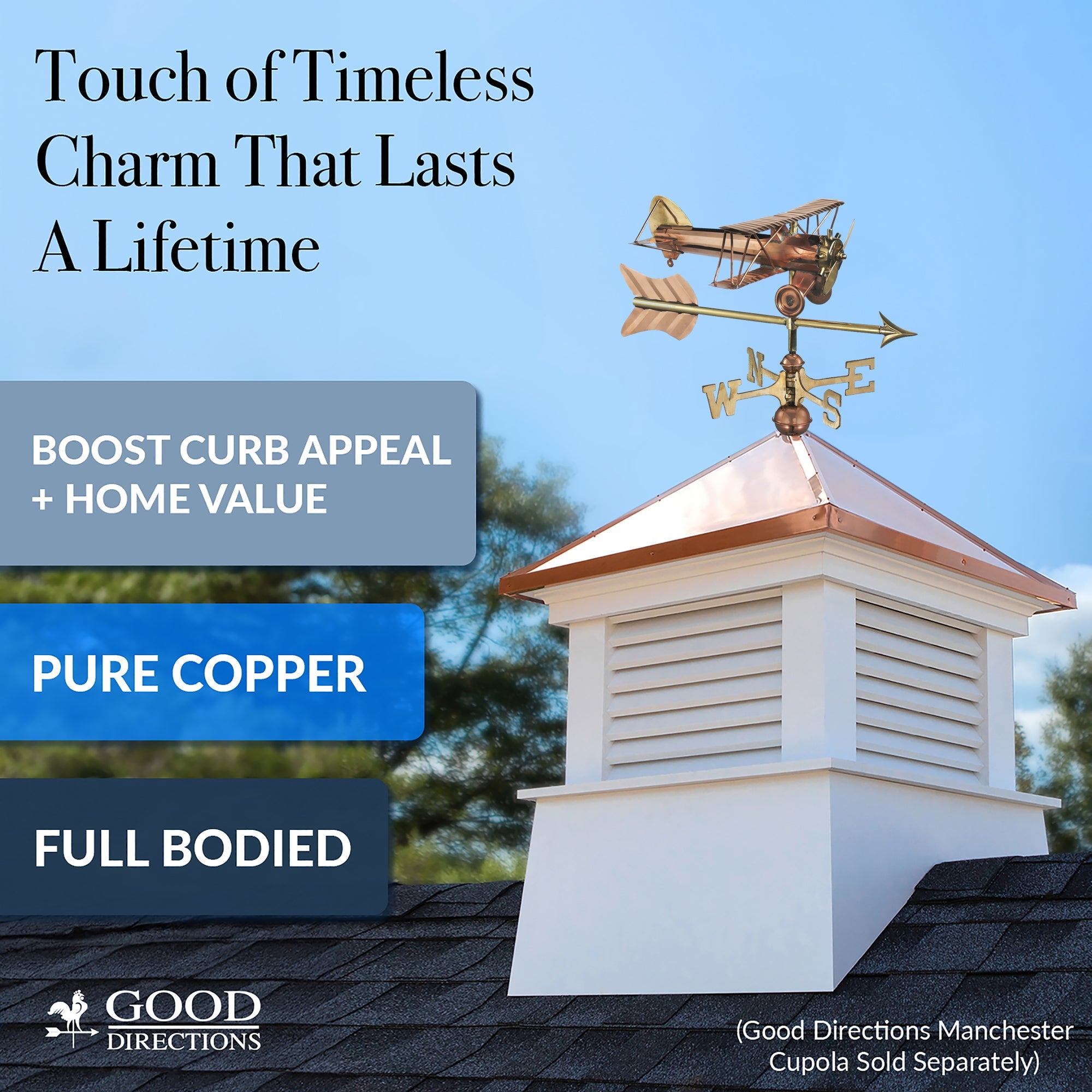Biplane with Arrow Cottage Weathervane - Evira