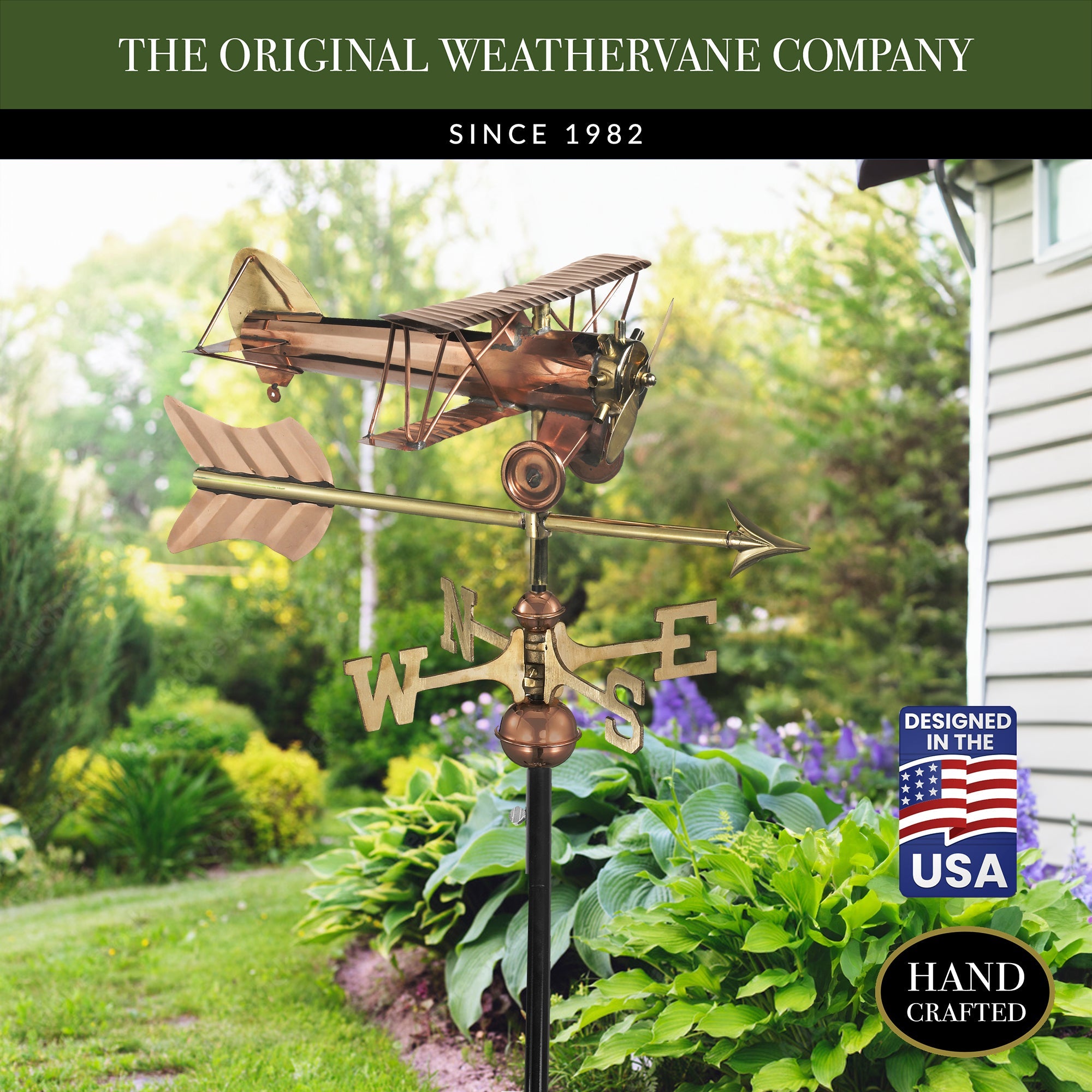 Biplane with Arrow Garden Weathervane - Evira