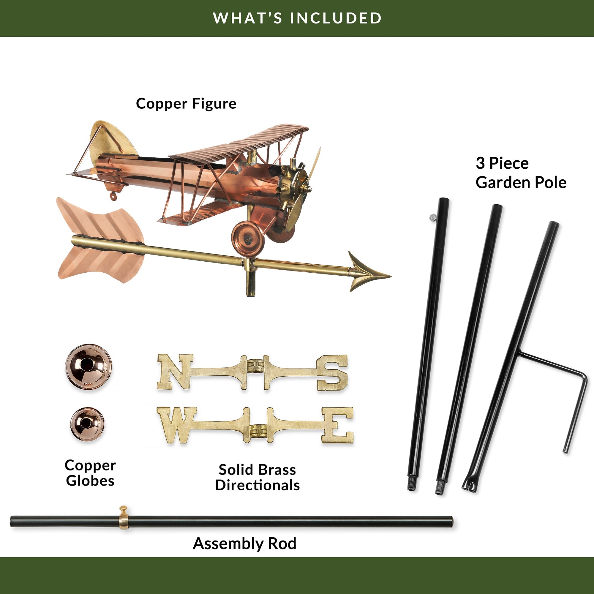 Biplane with Arrow Garden Weathervane - Evira