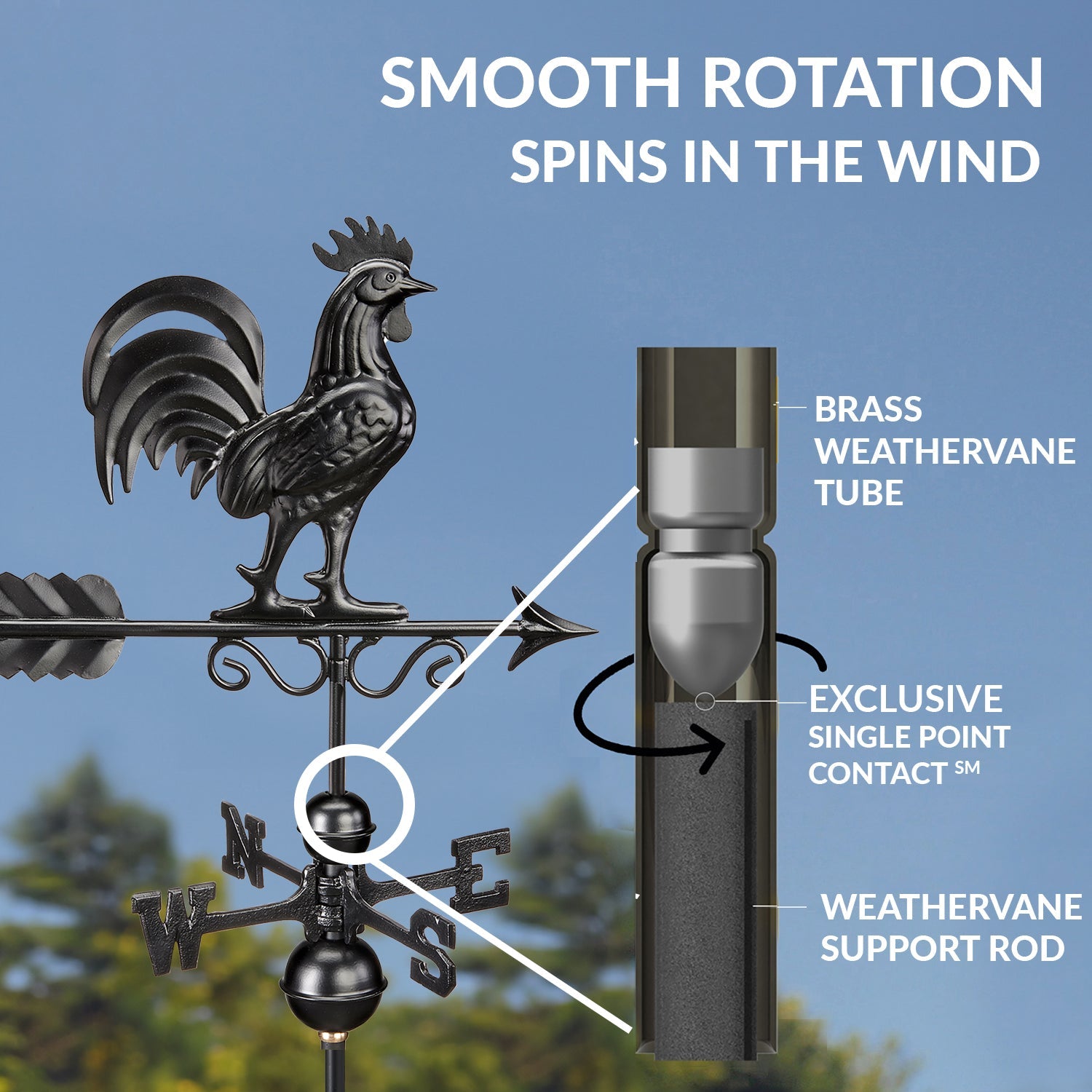 Black Aluminum Bantam Rooster Standard Weathervane - Evira